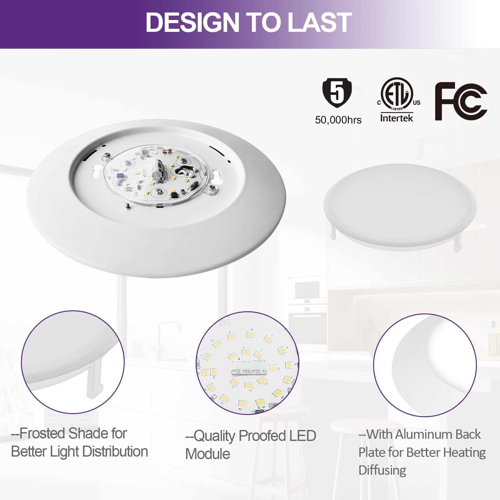 Sofiton Led Disk Lights 6 Inch, 15W Surface Mount Led Ceiling Light 1050Lm, 3000K, 120V, Dimmable, Cri90+, Flush Mount Disc For