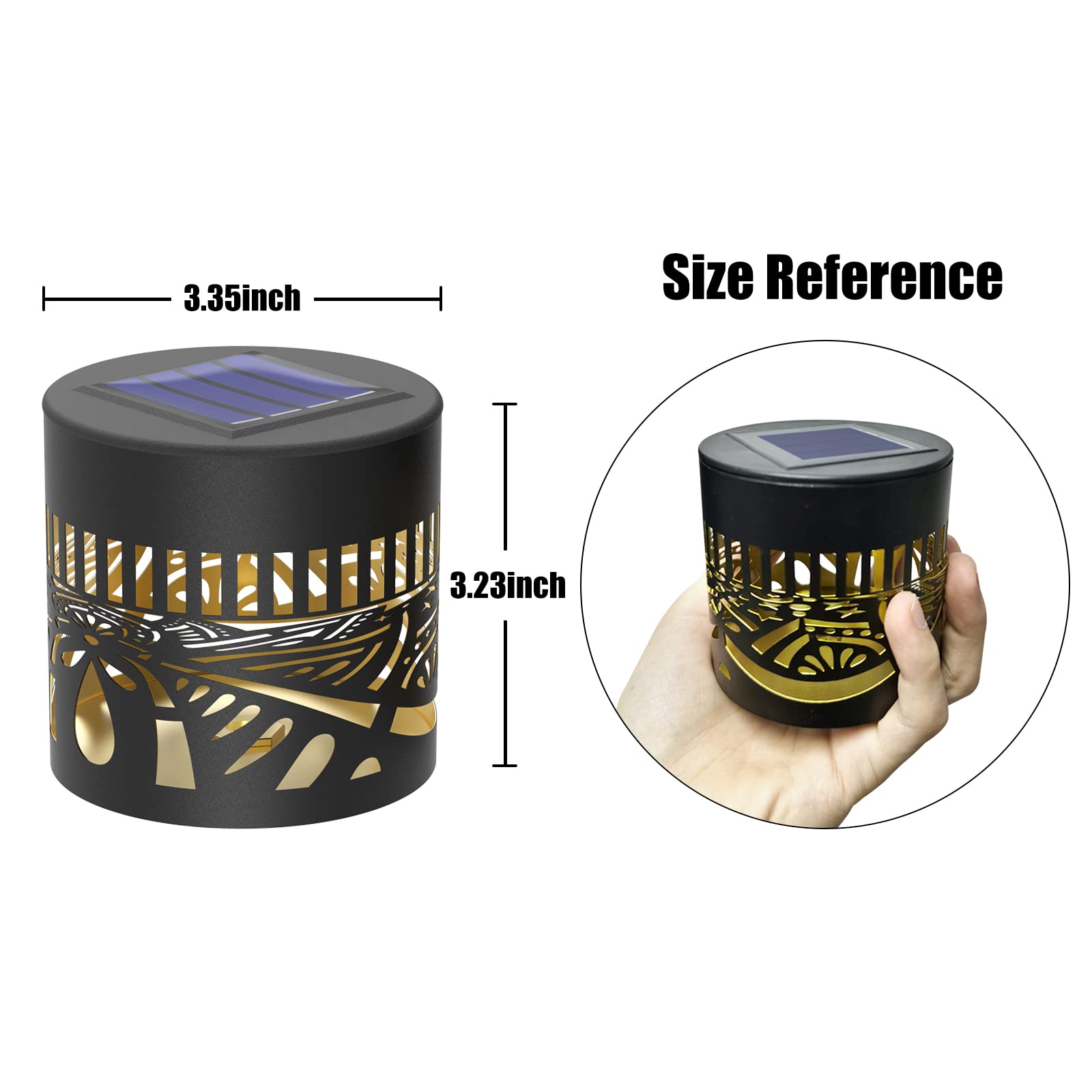 gardencave Solar Fence Lights, Waterproof Outdoor Wall Deck Lights, 4 Pack, Lotus Theme, Model TIH03
