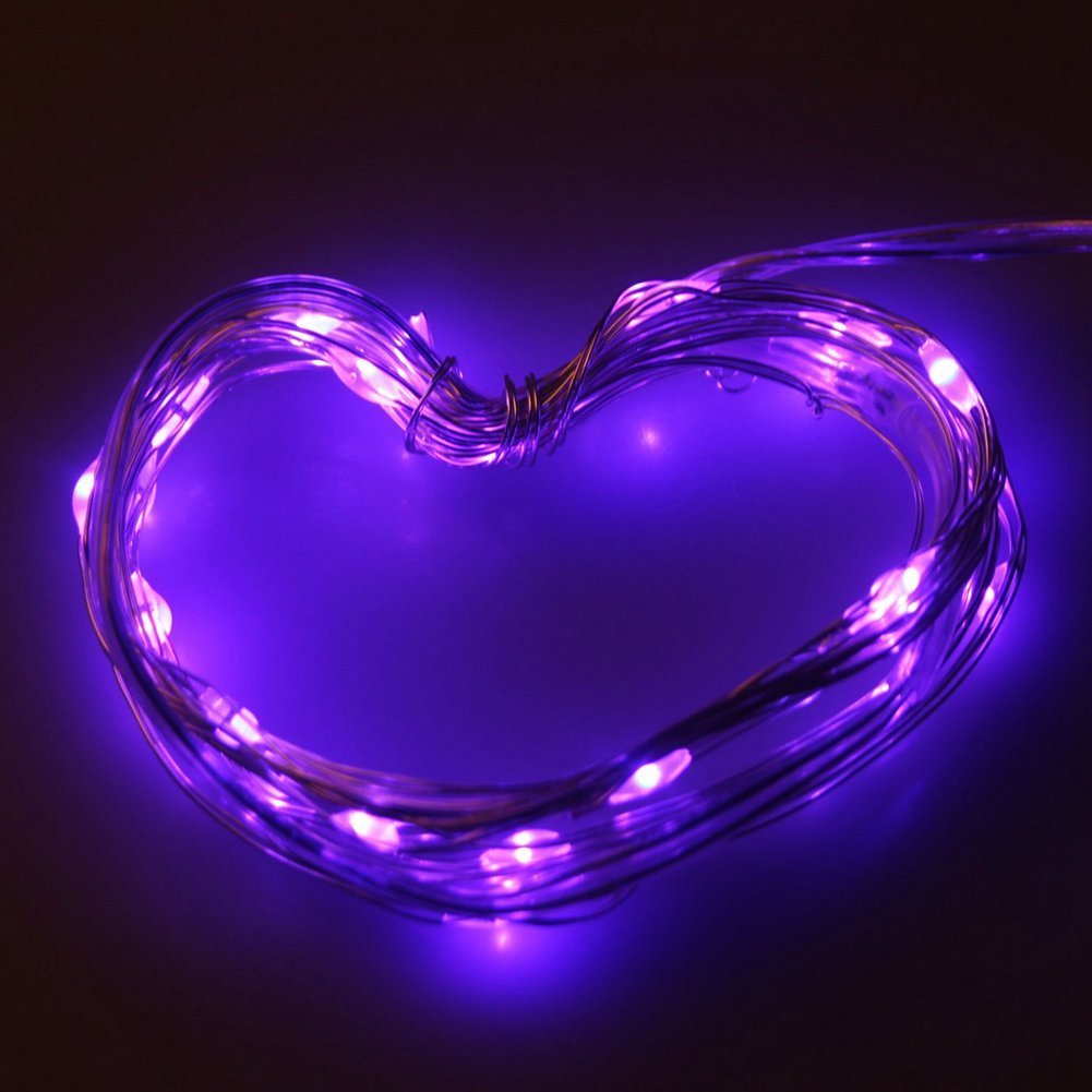 Anjaylia Led Fairy String Lights, 16.5Ft/5M 50Leds Battery Operated String Lights Party Home Festival Wedding Decorations(Purple)