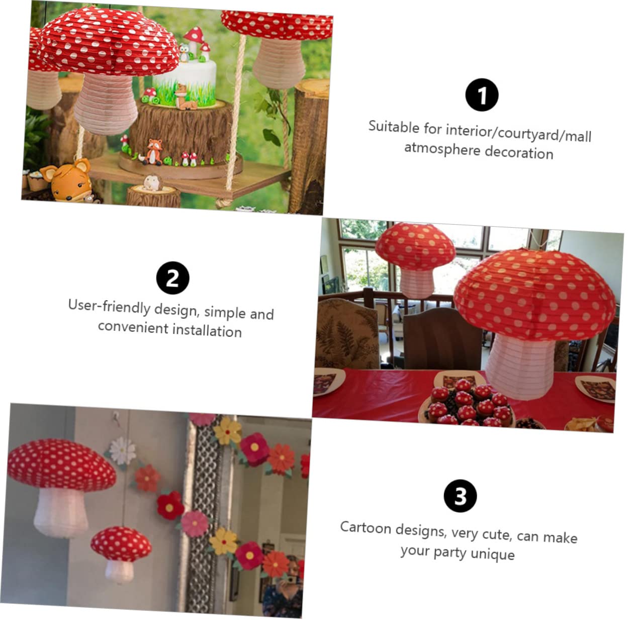Homoyoyo Fairy-Themed Party Decorations 2 Pack Mushroom Shape Paper Lanterns for Hanging Decor