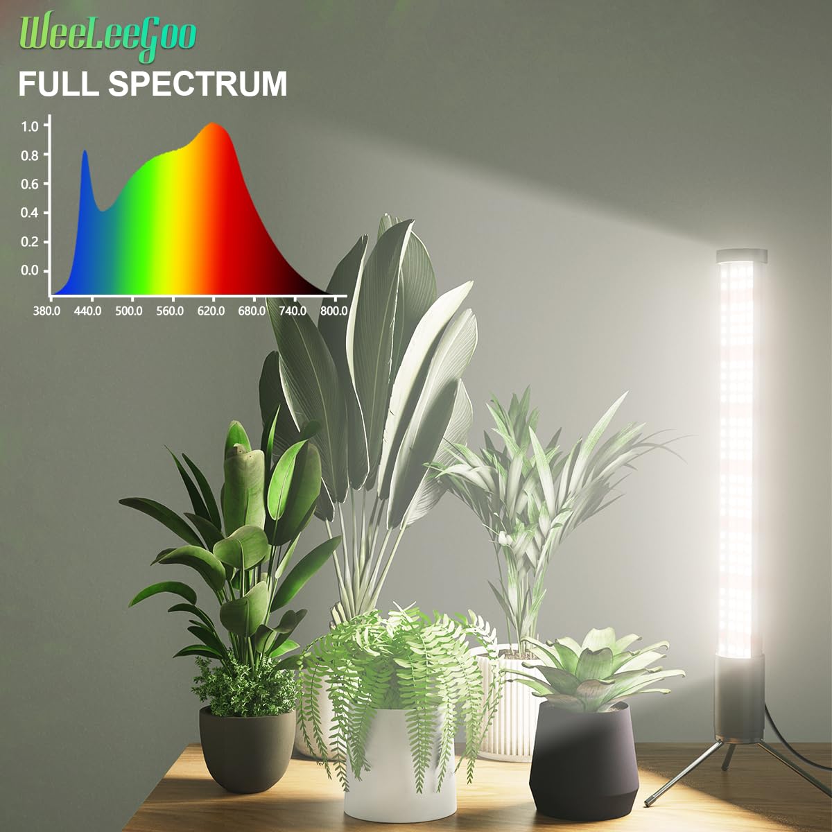 T10 Vertical Grow Light, 6000K Full Spectrum Desktop Plant Light 18.9&quot;,Hung Or Stood, With 3 Modes & 5 Dimming Levels, Suitable Small & Medium Plants Indoors, Auto On Off Timing 4/8/12/18Hrs (1)