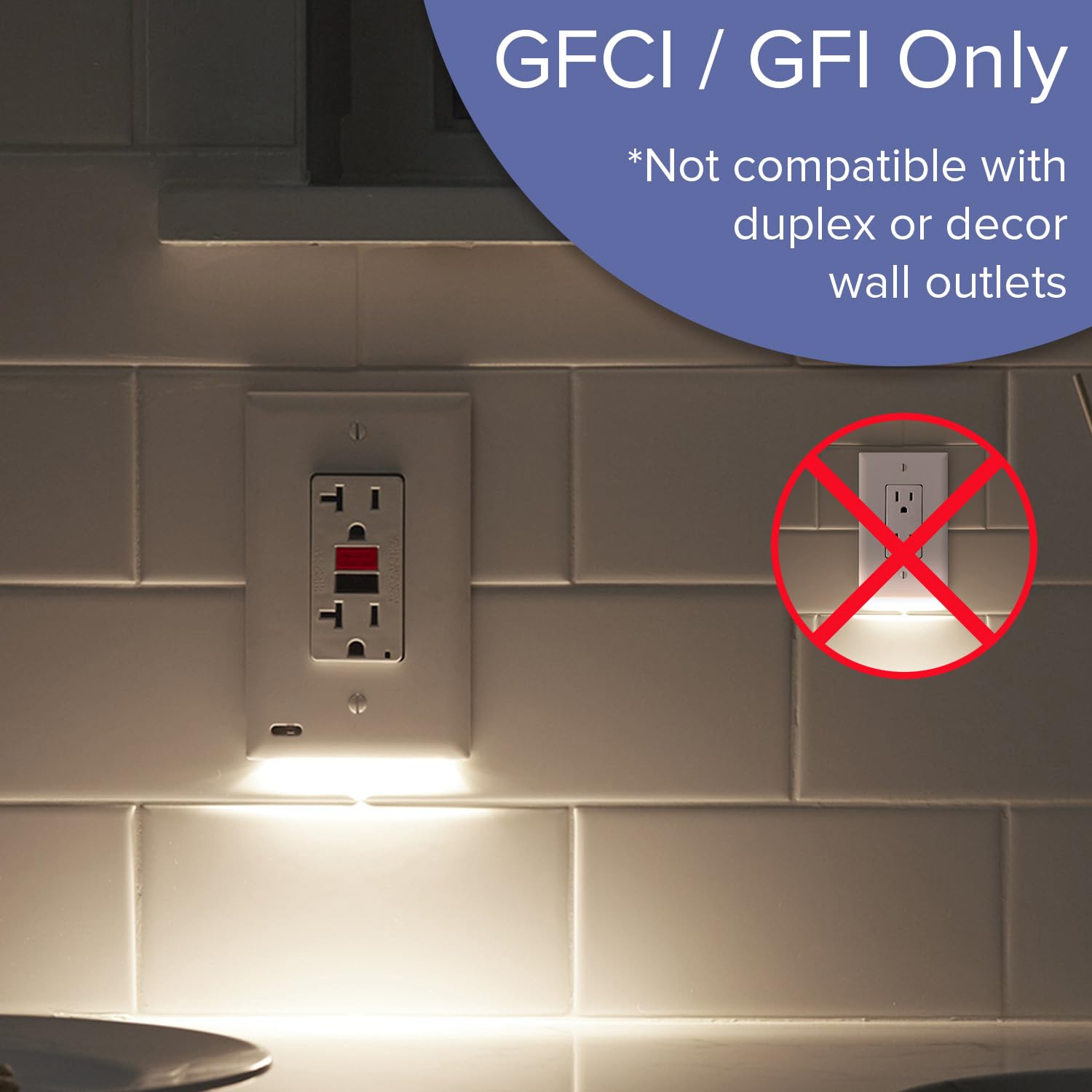 2 Pack - Snappower Guidelight 2 [For Gfci Outlets] - Replaces Plug-In Night Light - Electrical Receptacle Wall Plate With Led Ni