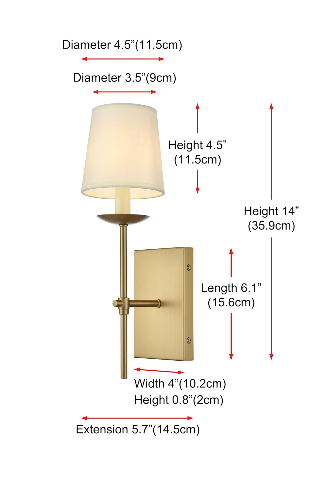Living District Eclipse 1-Light Metal & Fabric Wall Sconce in Brass/Black