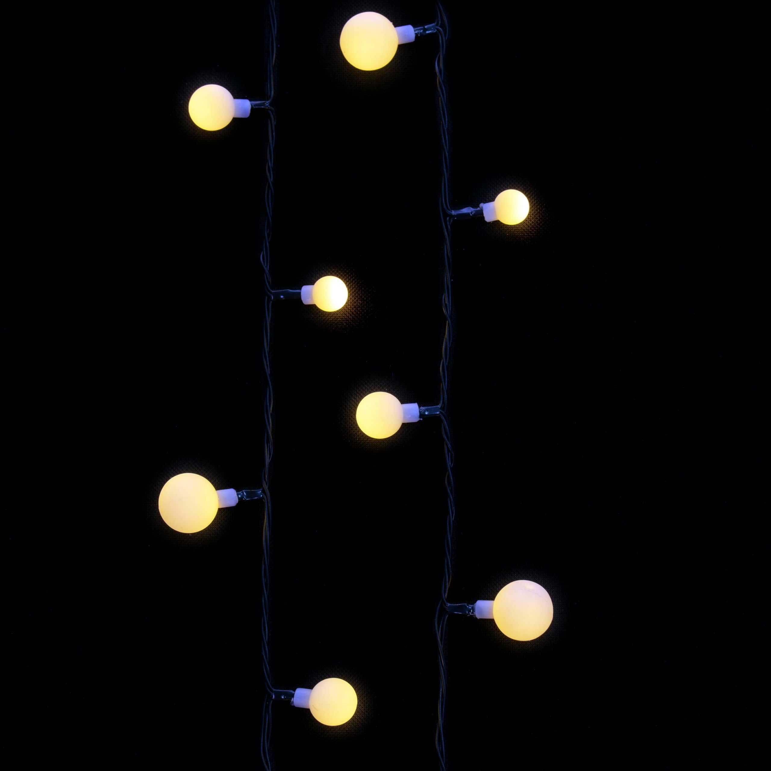 Vickerman 400 Light Warm White Led Indoor/Outdoor Three Size Cherry Light Set - 103' - One Adaptor - Cherry Size - Power Supply Adapter Plug - Outdoor Lights - Patio Lights