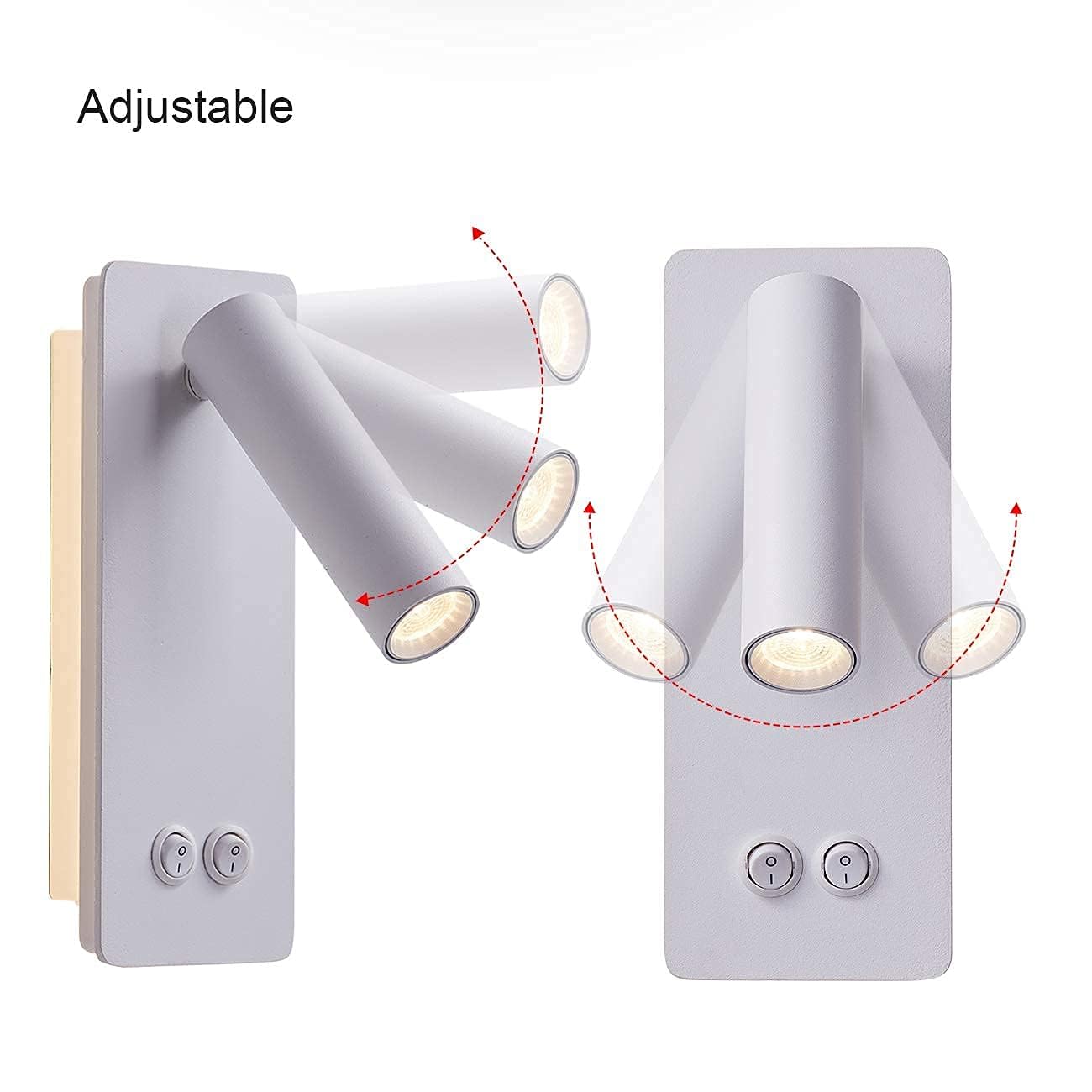 MOLUOLA LIGHTING LED Wall Lamp 3W Adjustable Sconce White Metal Bedside Light S07b