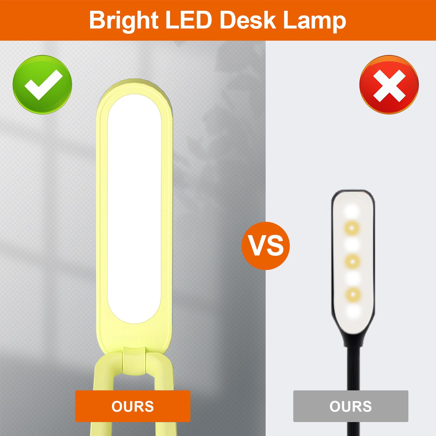 Giryuhd LED Desk Lamp Rechargeable Foldable Portable Light, 3 Brightness Dimmable, Yellow, Model A211