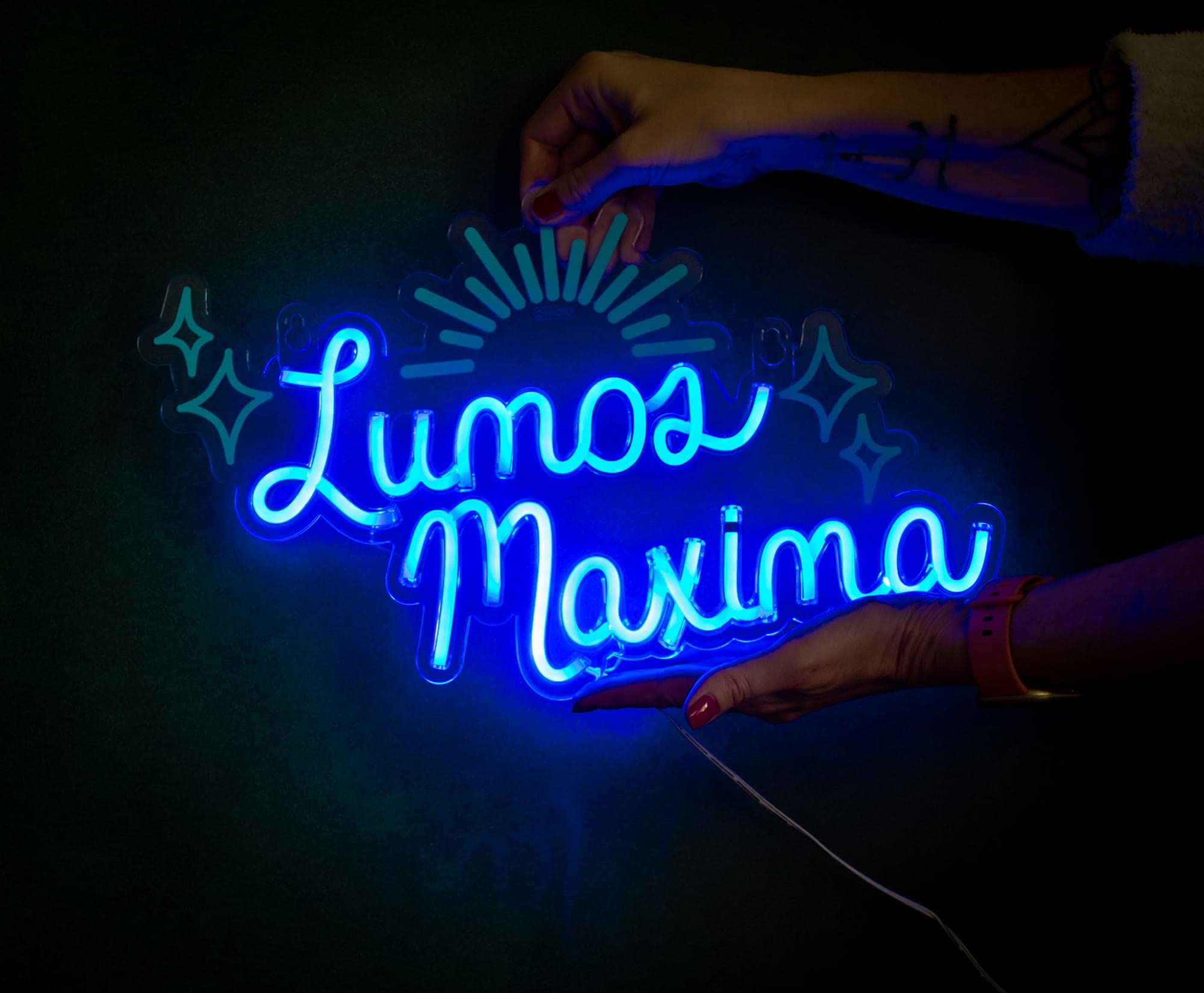 Harry Potter Lumos Maxima Hanging LED Neon Wall Light | Ready To Hang Wall Decor Artwork | Wizarding World Mood Light Sign For B