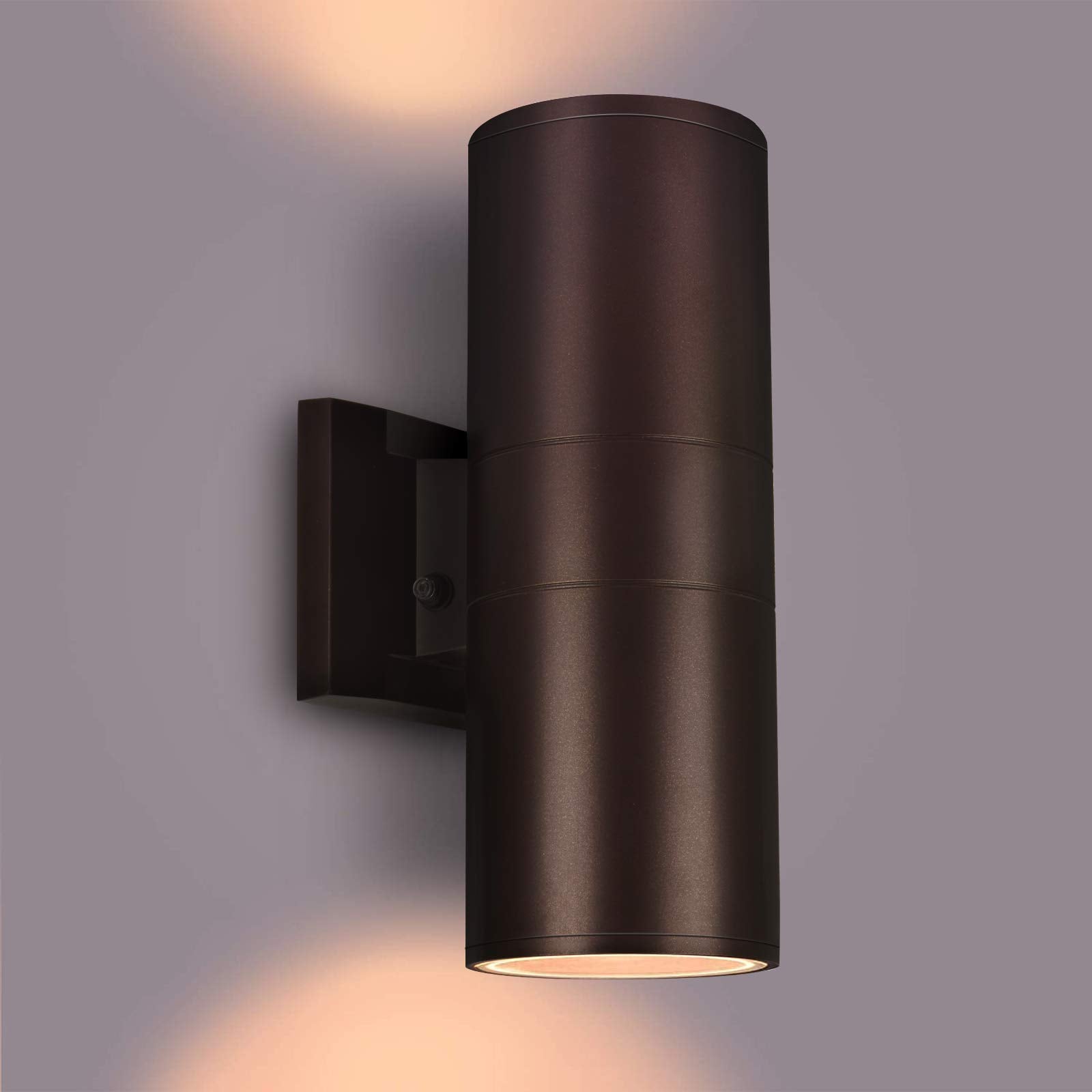 Rosykite Outdoor Wall Lights - Dusk To Dawn Modern Sconces, 2 Bulbs Included, Brown Aluminum