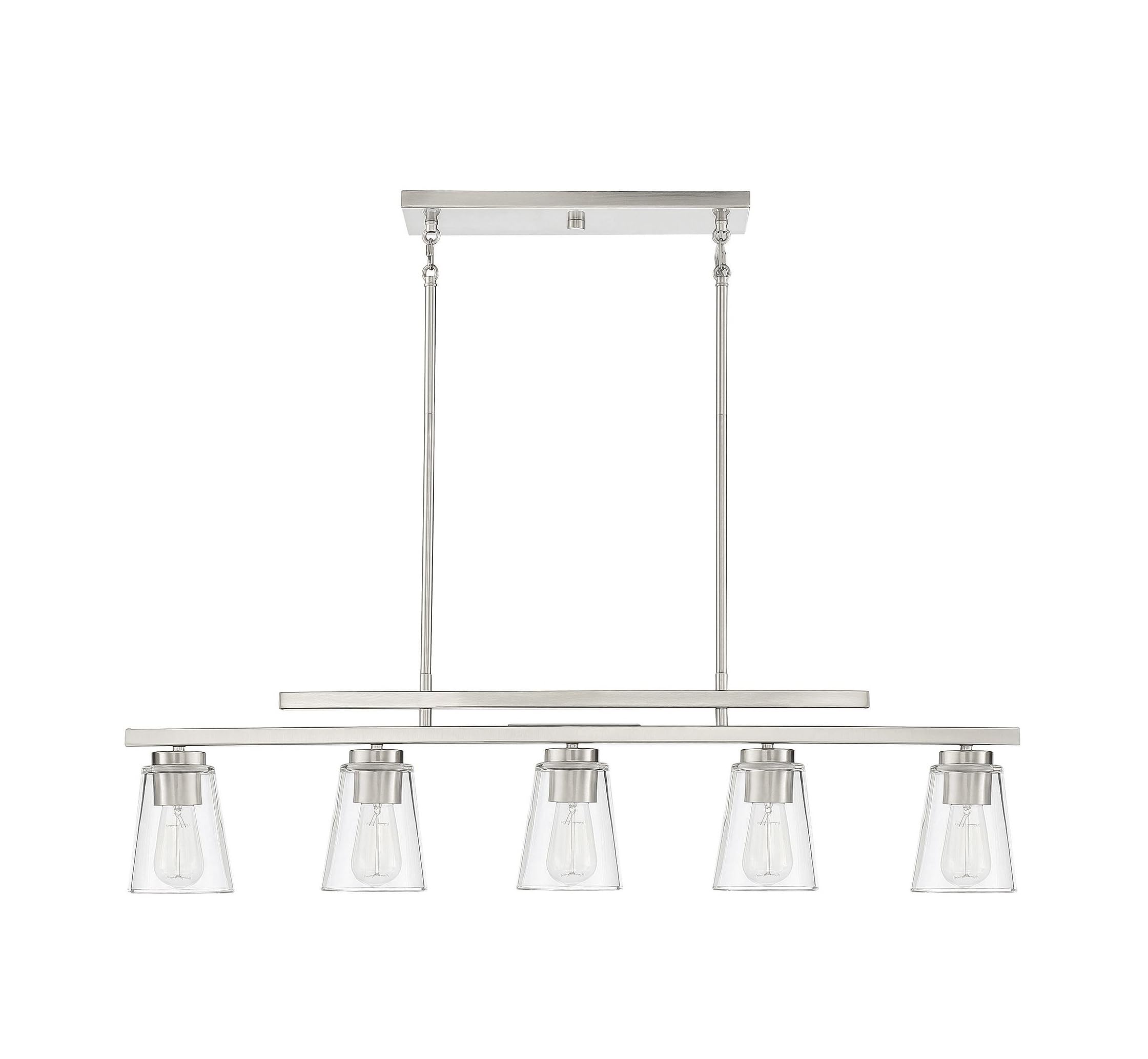 Savoy House Calhoun 40 in. W x 10 in. H 5-Light Satin Nickel Linear Chandelier with Clear Glass Shades 1-1023-5-SN