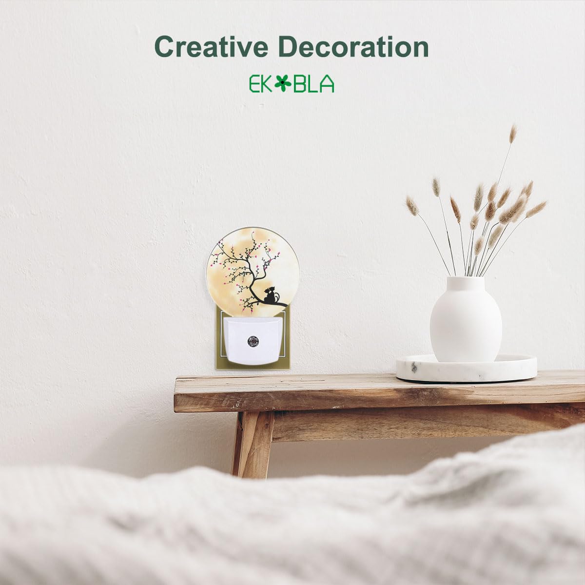 Ekobla Cat Animal Lovers Night Lights Plug Into Wall Love You To The Moon And Back Led Night Light Dusk To Dawn Sensor Round Lam