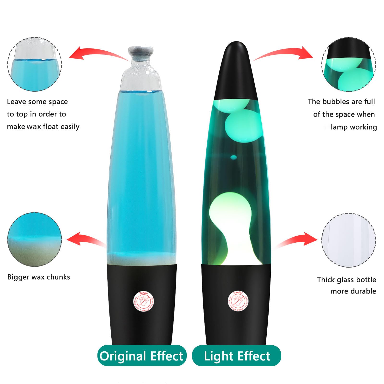 Vanful Magma Liquid Motion Lamp with Black Base for Adults Blue Lamps with White Wax for Kids Mood Lamps Perfect Presents for Ch