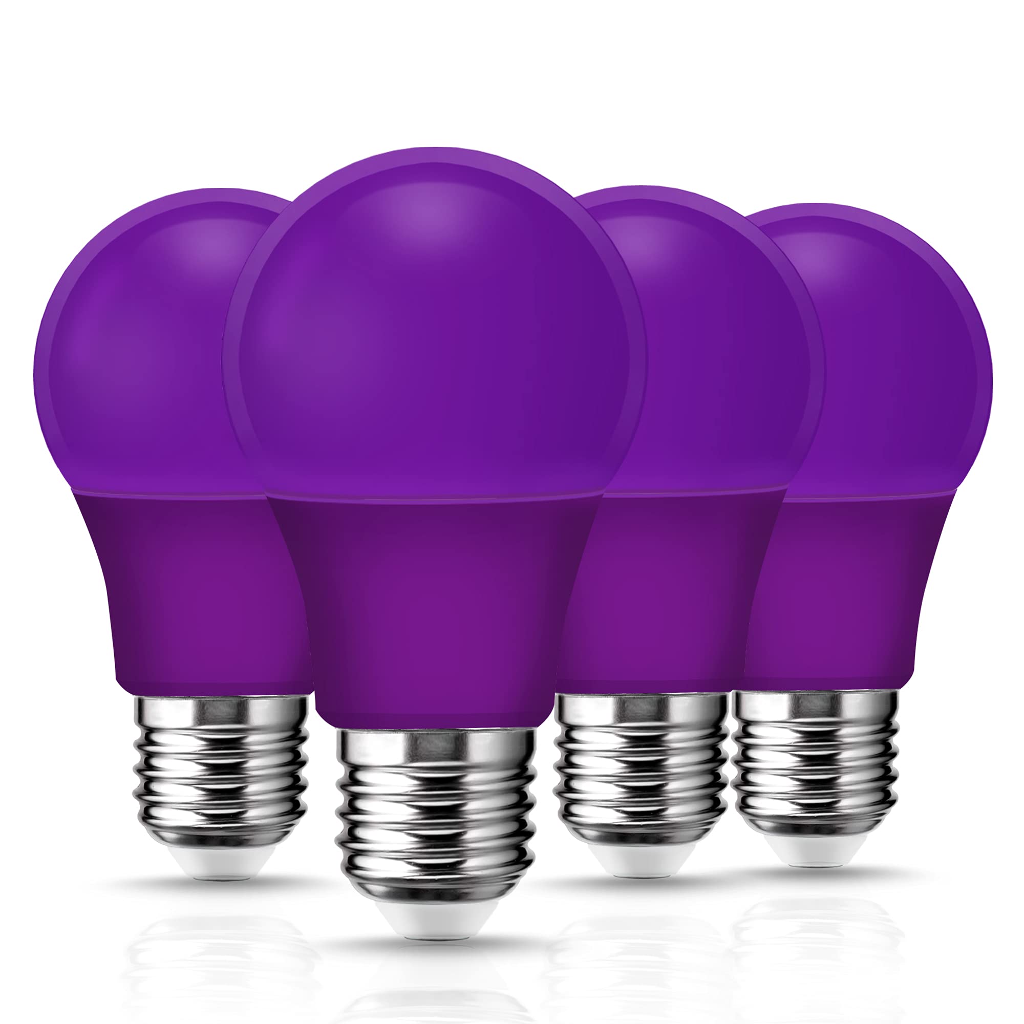 Flaspar Purple LED Lights Bulb, A19 9W (60W Equivalent) E26 Base Colored Lights, Room Decor for Christmas, Halloween Indoor Outd