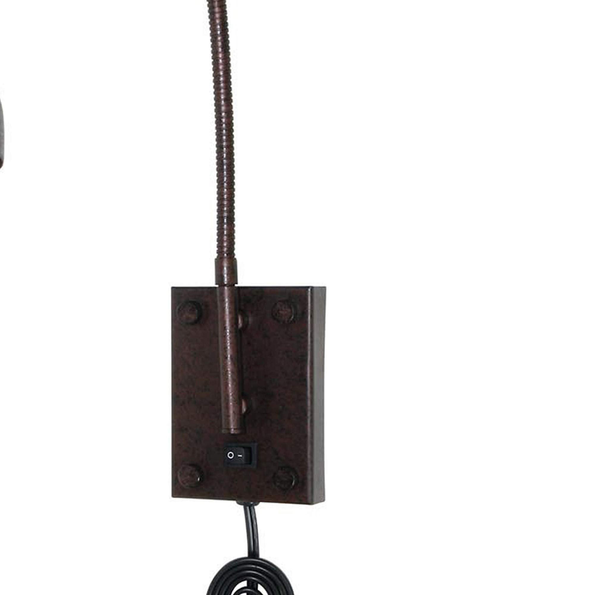 Benzara Metal Round Wall Reading Lamp, Plug-in Switch, Bronze, Model BM225089