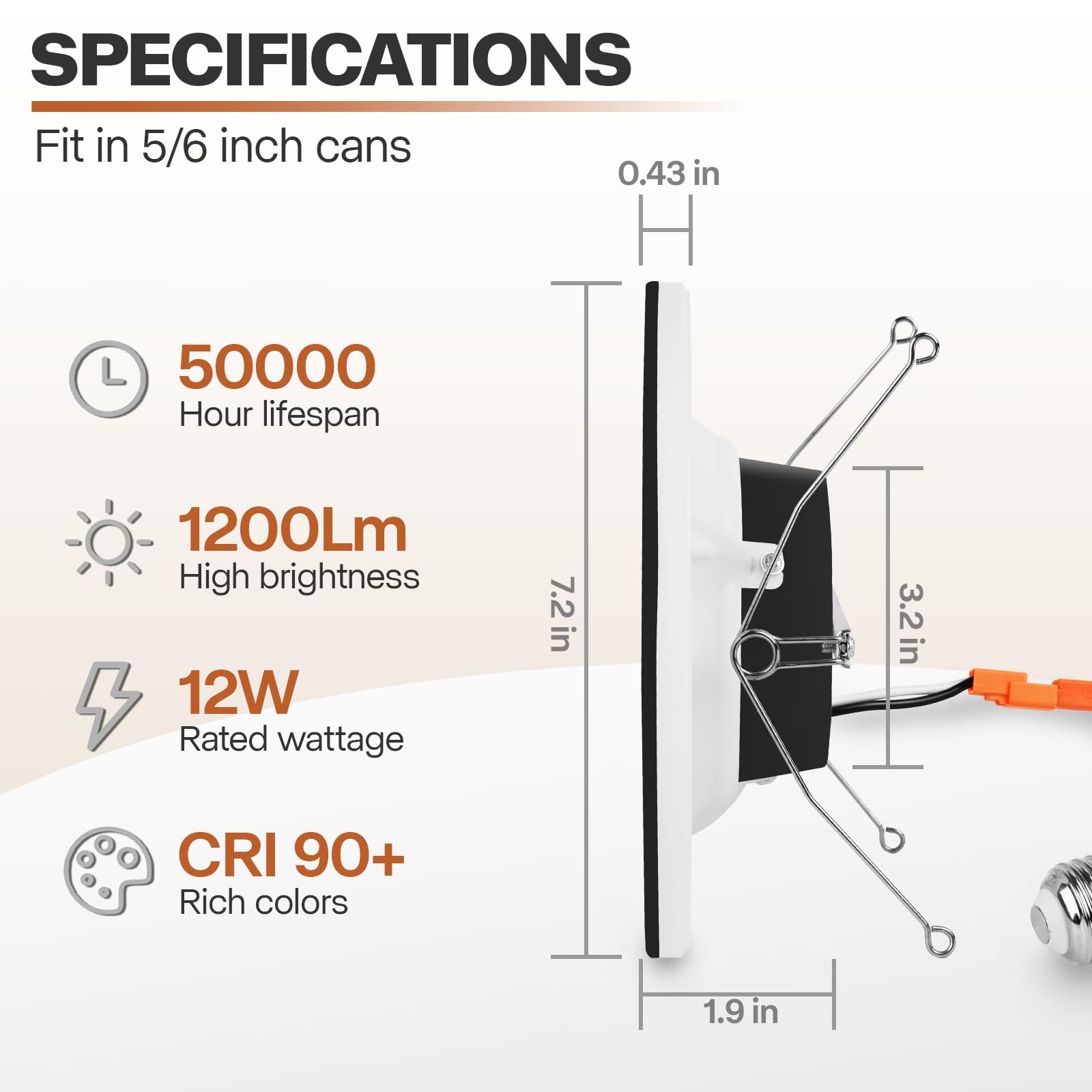 Powerasia 12 Pack Black 5/6 Inch Led Can Lights With Night Light, 5Cct Retrofit Recessed Lighting Selectable 2700K-6000K Dimmabl