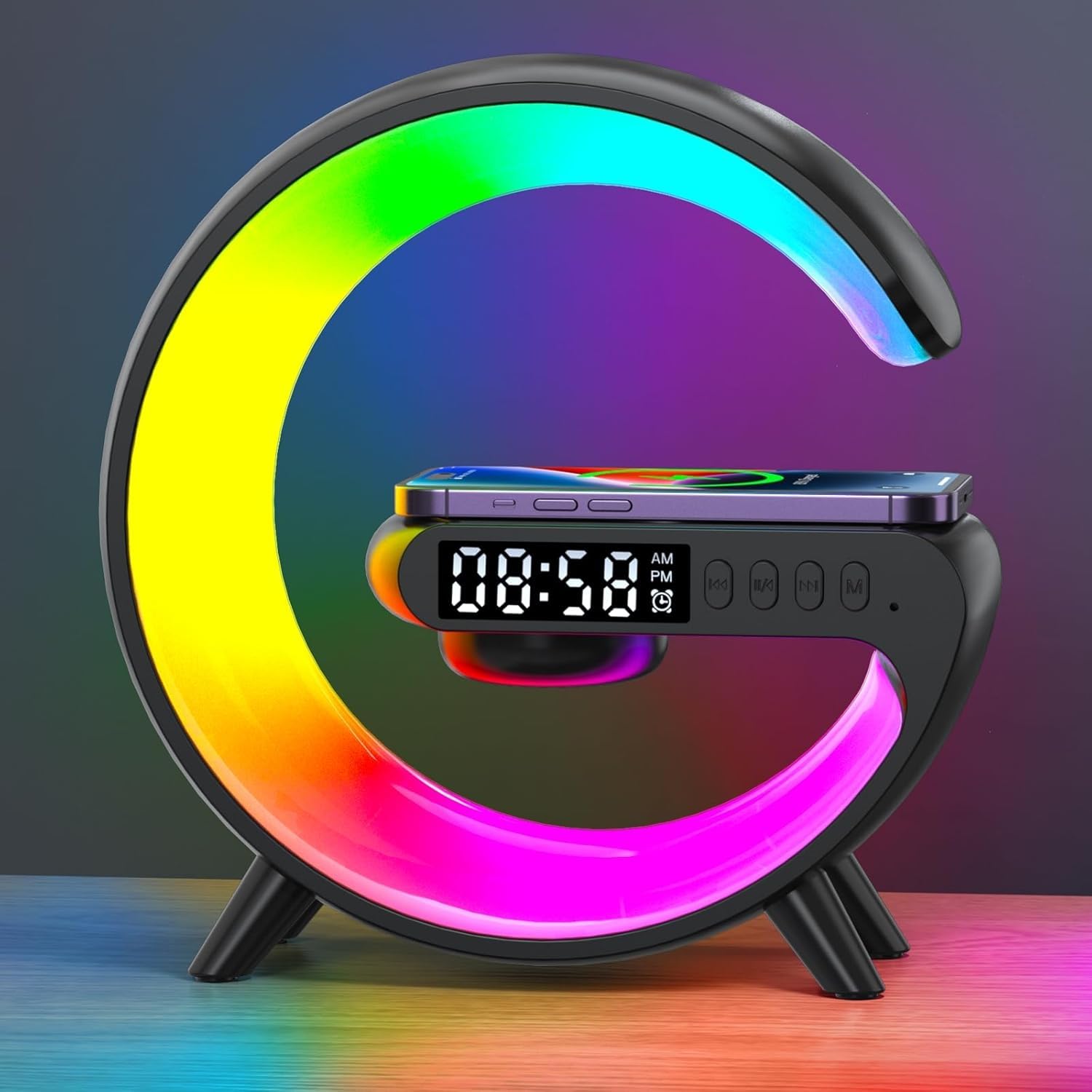 Hirsionsan Sunrise Wake Up Lamp Table Lamp Night Lamp Beside Lamp with Bluetooth Speaker Machine
