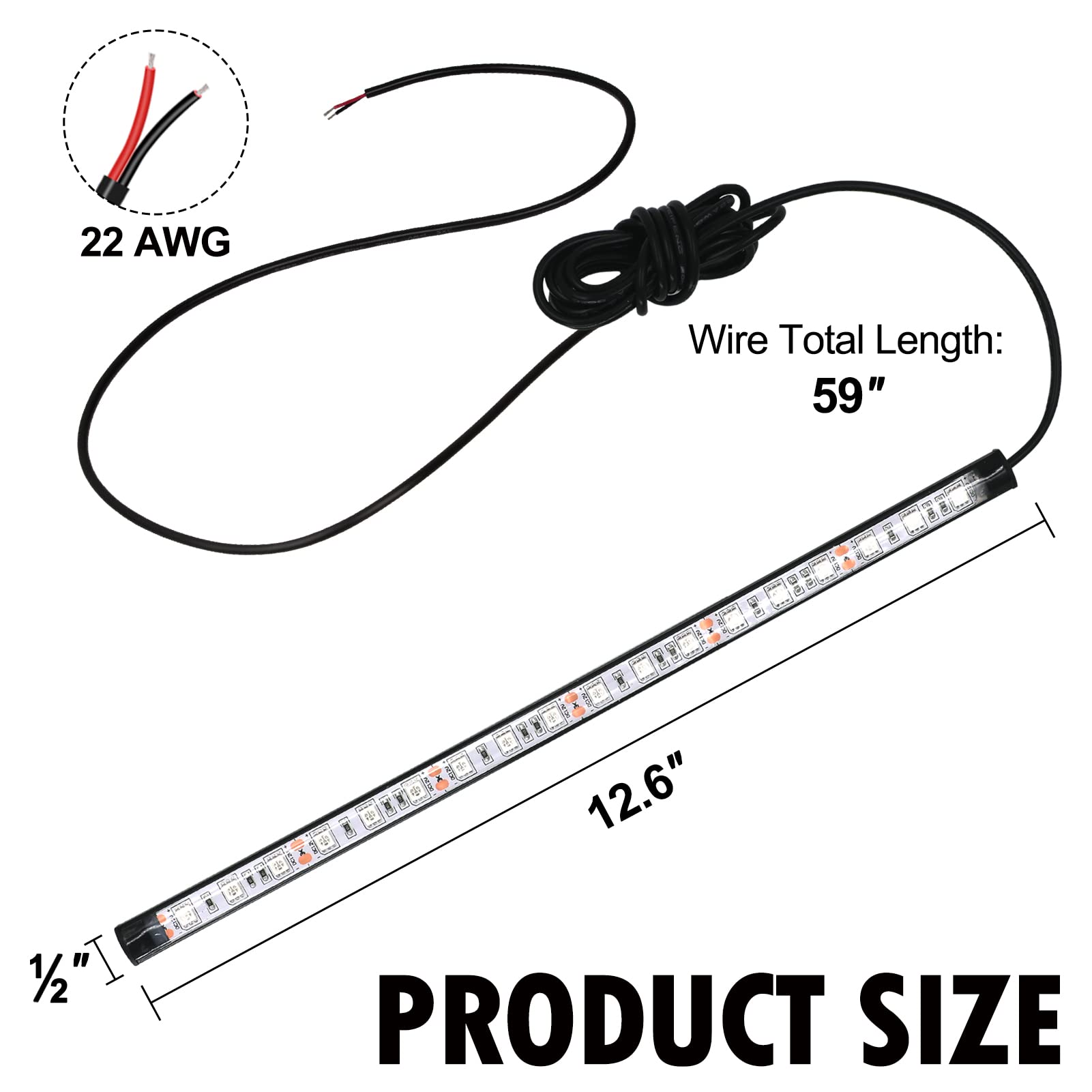 Obcursco LED Navigation Lights for Boats, 12 Inch, Red and Green, Bow and Stern Lights for Marine, Kayak, Jon Boat, Bass Boat