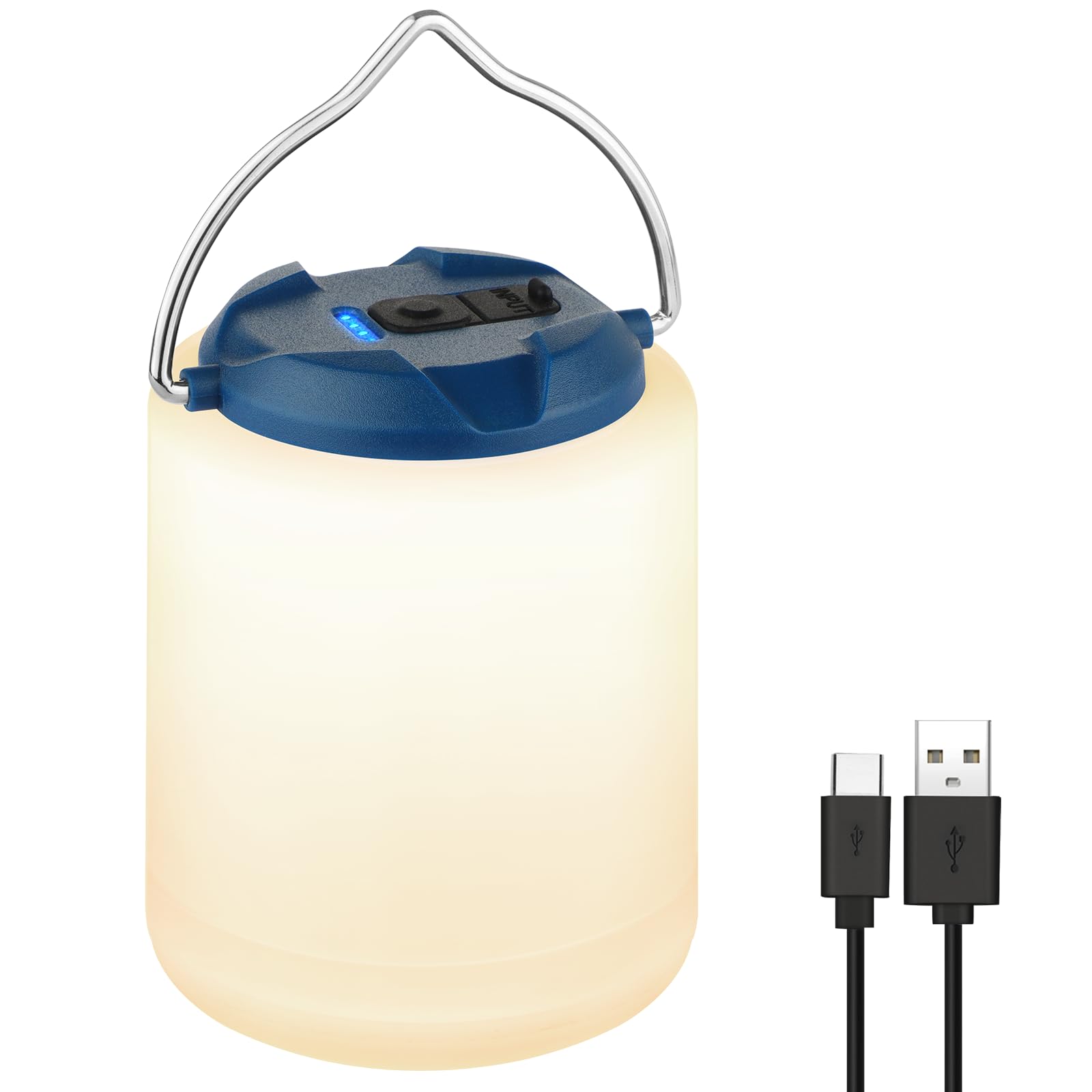 BOBKID LED Camping Lantern, Rechargeable 1000LM Light, Water Resistant, Model XQ-Y11, Blue