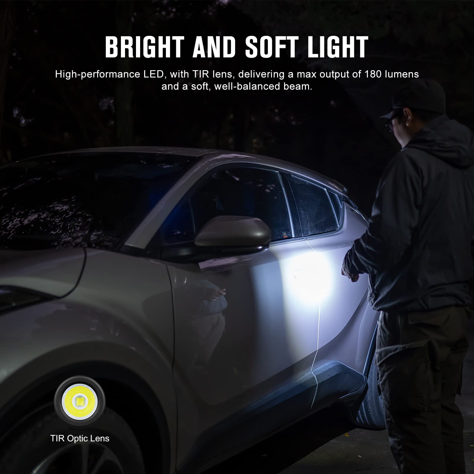 OLIGHT I1R 2 Pro EDC Flashlight, 180 Lumens, Rechargeable, Aluminum, Black, Model O-I1R2PRO-BK#US-FBA