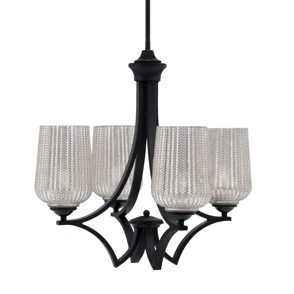 Toltec Lighting 564-Mb-4253 Zilo - 4 Light Uplight Chandelier-19.75 Inches Tall And 20.25 Inches Wide, Finish Color: Matte Black, Glass Color: Silver Textured