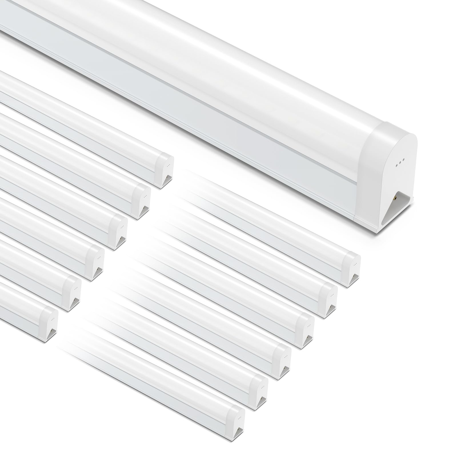 Shinestar 12-Pack Led Shop Lights For Garage, 4Ft, 18W 1800Lm 6500K Super Bright White, T5 Integrated Single Fixture For Worksho
