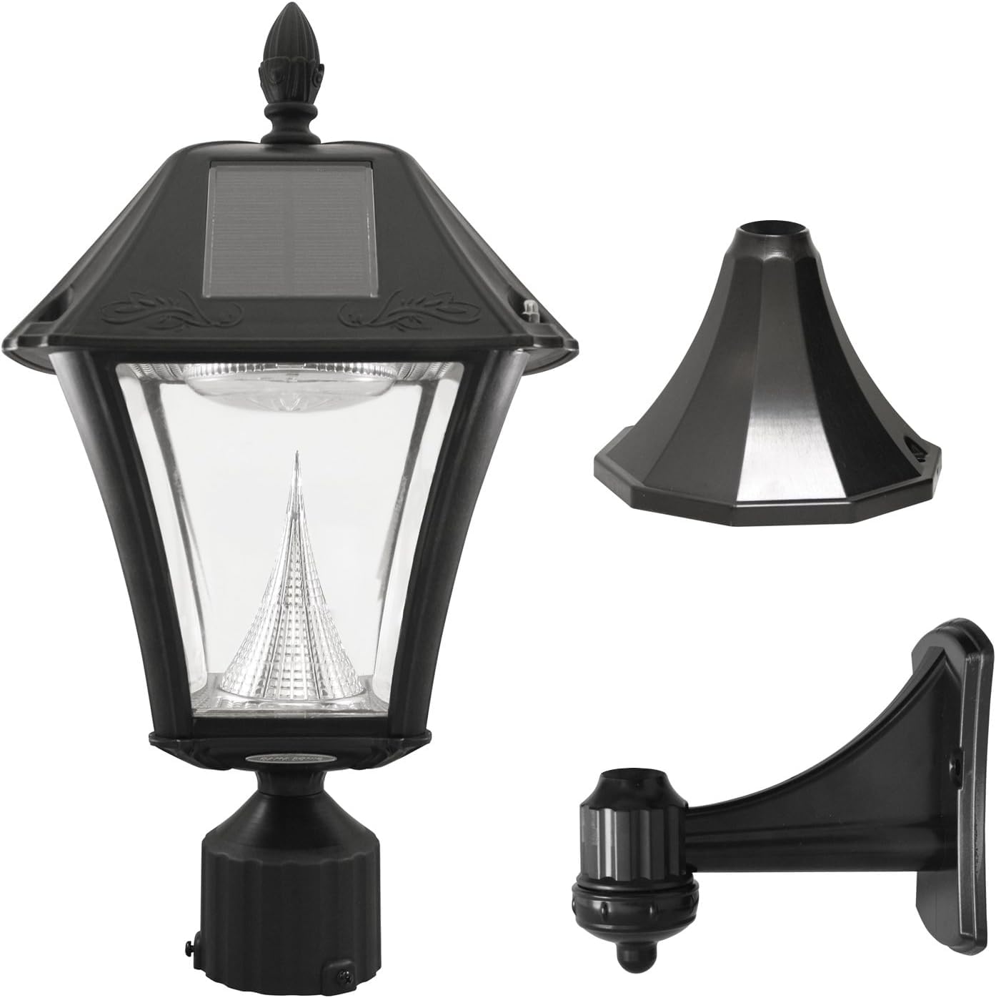 Gama Sonic Baytown II Outdoor Solar Light, Bright White LED, Lamp Only, Model GS-105FPW-BW, Black