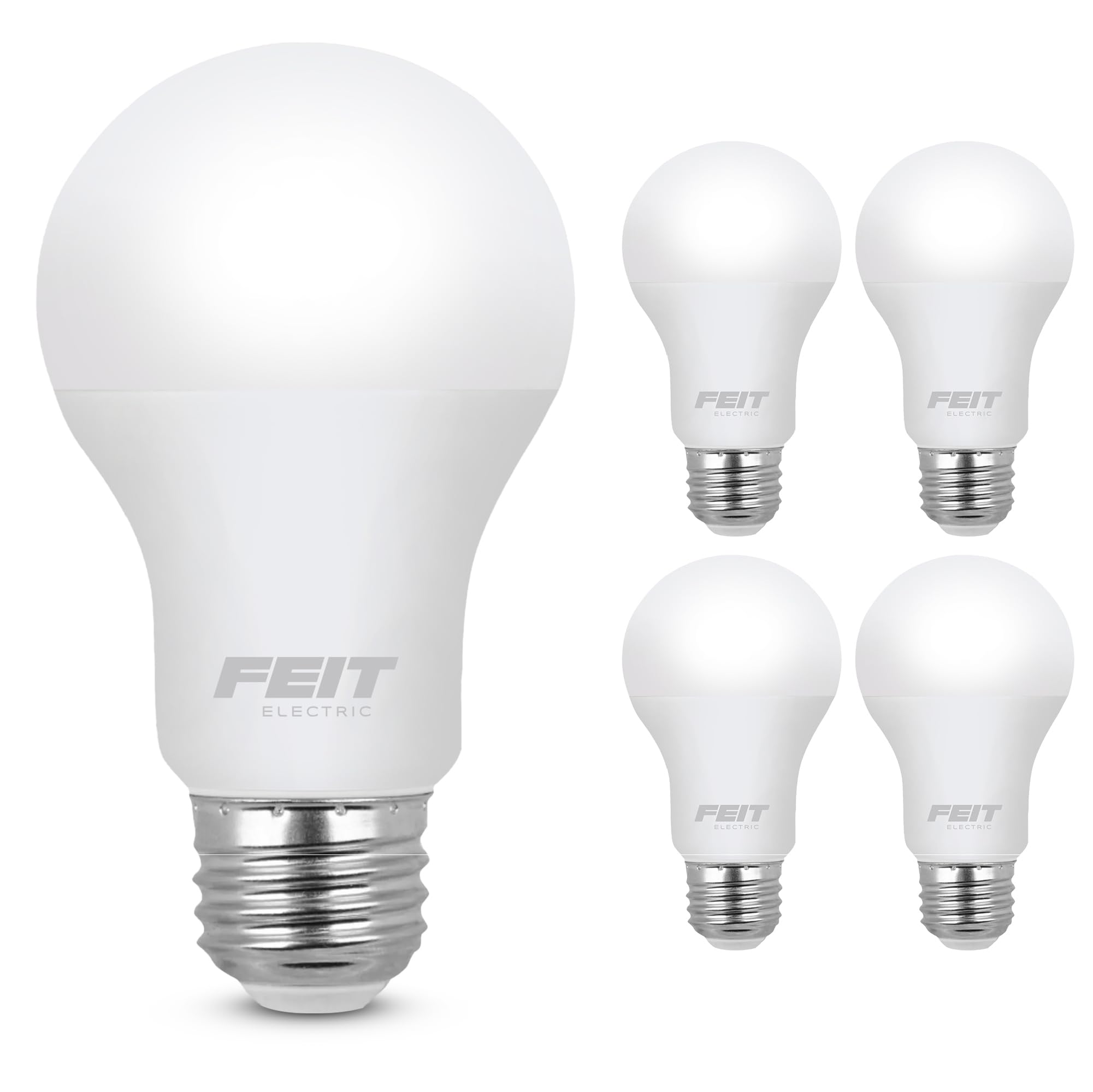 Feit Electric LED Light Bulbs A19 40W Equivalent 450 Lumens 4 Pack 2700k Soft White E26 Base Model A450/827/10KLED/4