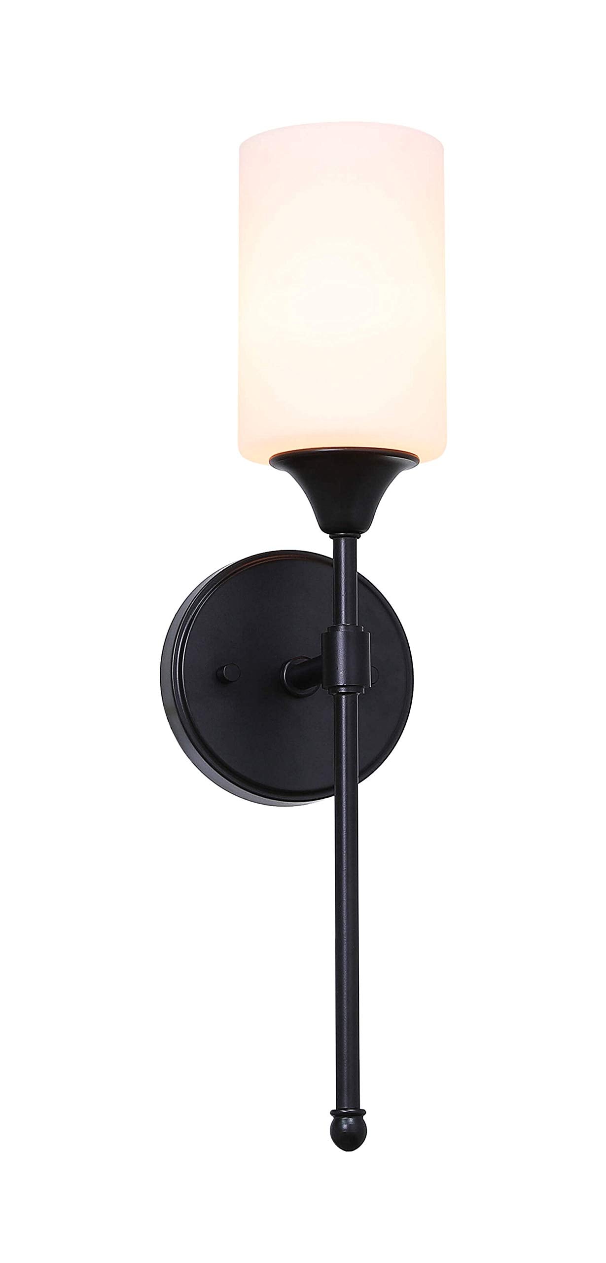 XiNBEi Lighting Wall Sconce, Bathroom Vanity Light with Glass, Wall Fixture Matte Black Finish for Bathroom XB-W1216-MBK