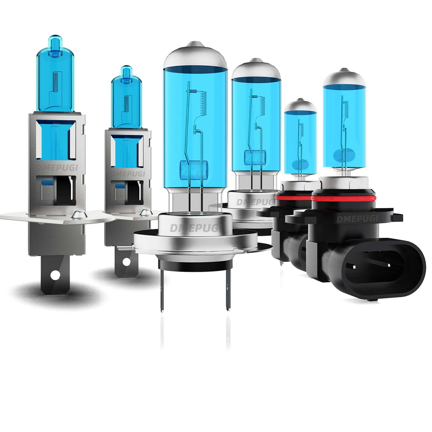 DMEPUGI headlight bulbs compatible with Sonata 2006-2009 headlight Bulbs, h1 + h7 High/Low Beam + 880 Halogen Fog Lights, Pack o