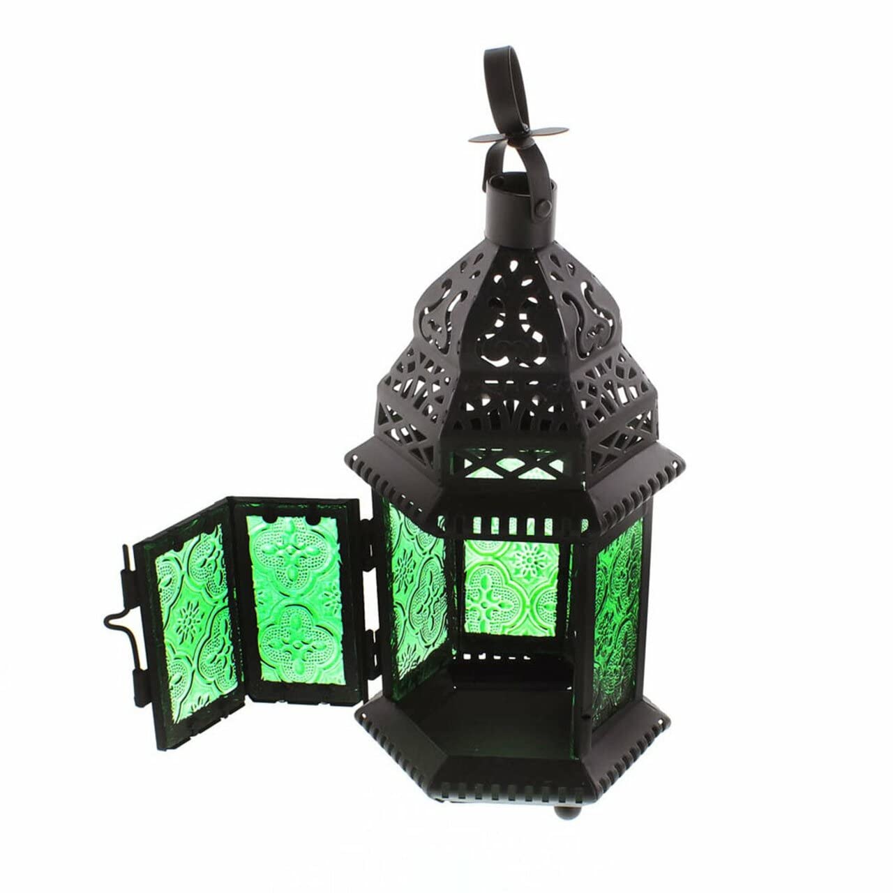 Zingz And Thingz Glass Moroccan Lantern In Green