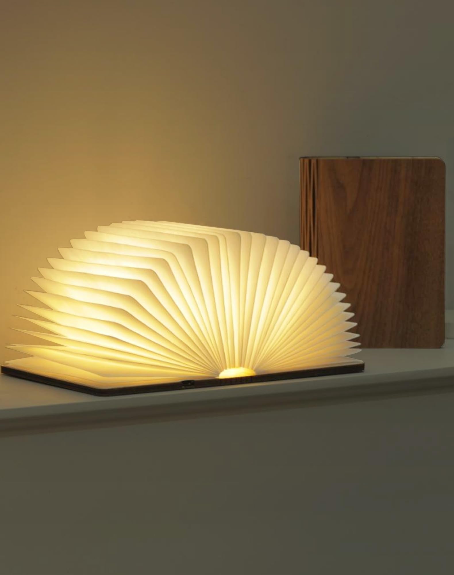 ZBOLE 5.7 Inch Wooden Book Lamp - Portable Folding LED Book Light for Reading, Home & Library Decor, Unique Gift for Book Lovers