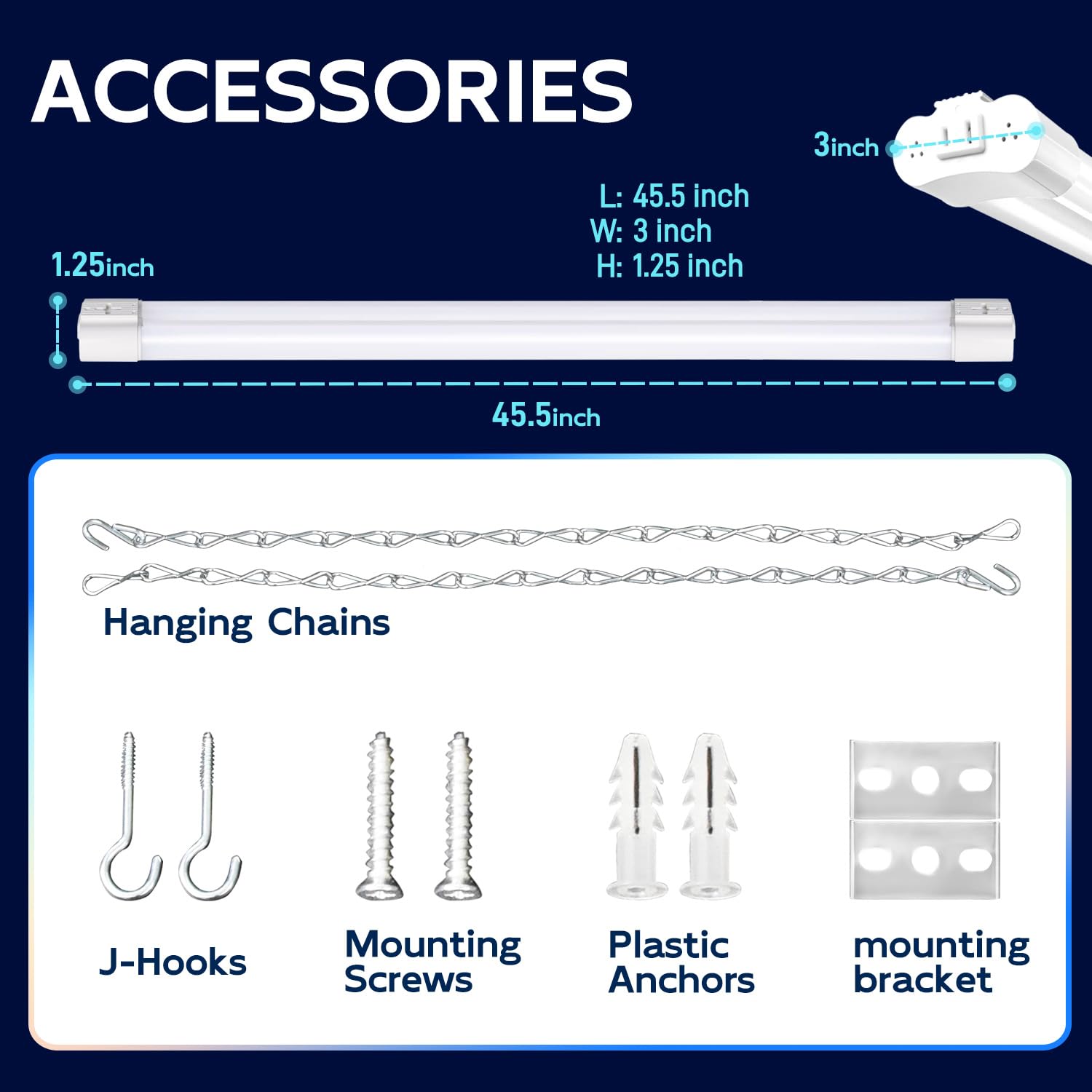 Hykolity 6 Pack 4Ft Linkable Led Shop Light For Garage  6500Lm  4Ft 60W Utility Light Fixture  5000K Daylight Led Workbench Light With Plug  Hanging Or Surface Mount  White - Etl