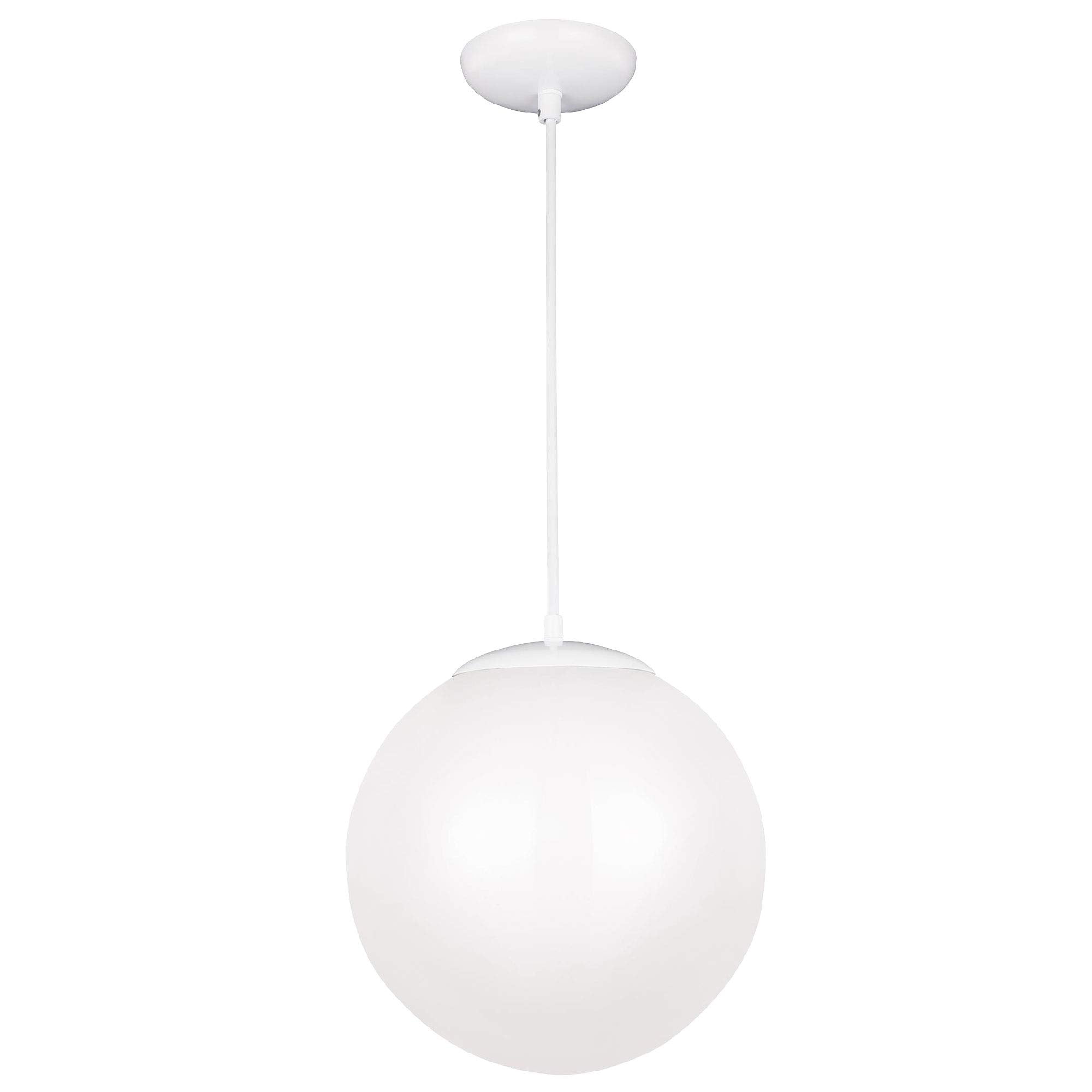 Sea Gull Lighting Leo Globe Pendant Fixture, One-Light, Glass, White, Model 6020-15