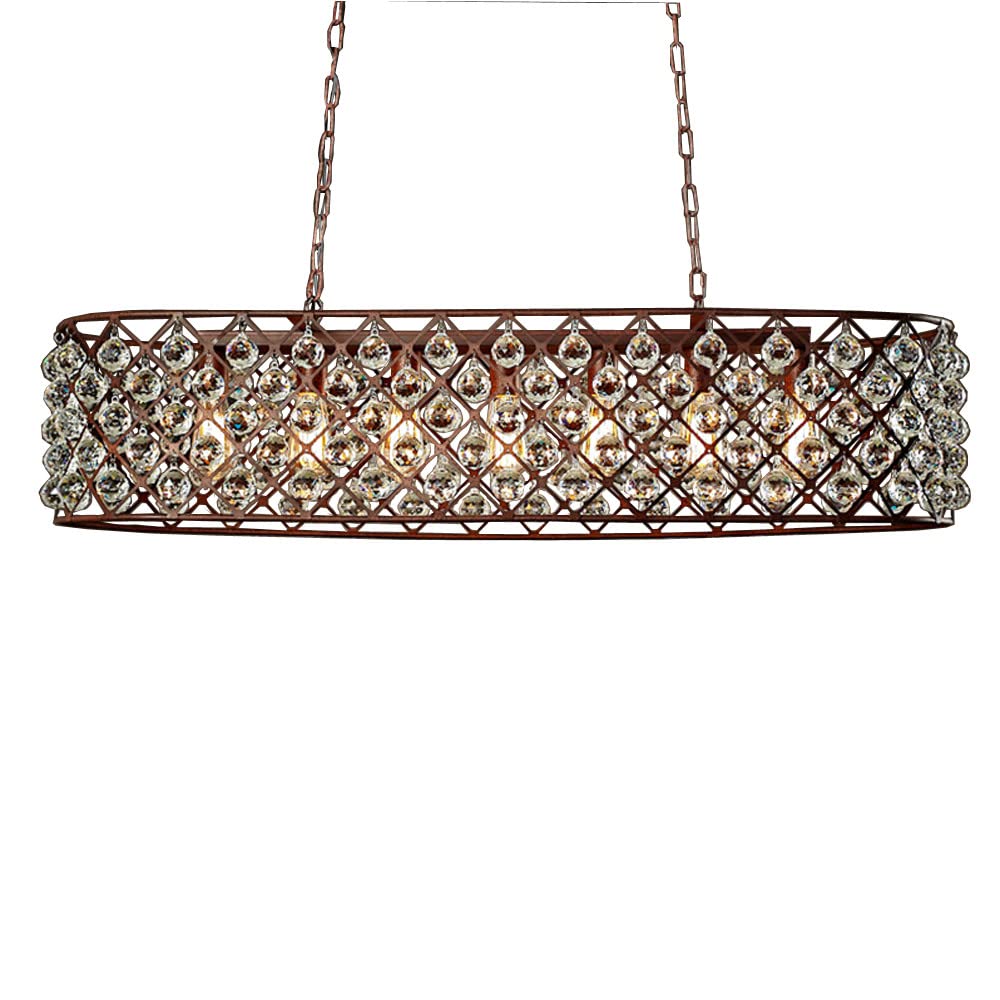 Warehouse of Tiffany Whse of Tiffany LD4502 Shekinah 6-Light Rusty Edison Chandelier with Bulbs, 40, Rustic