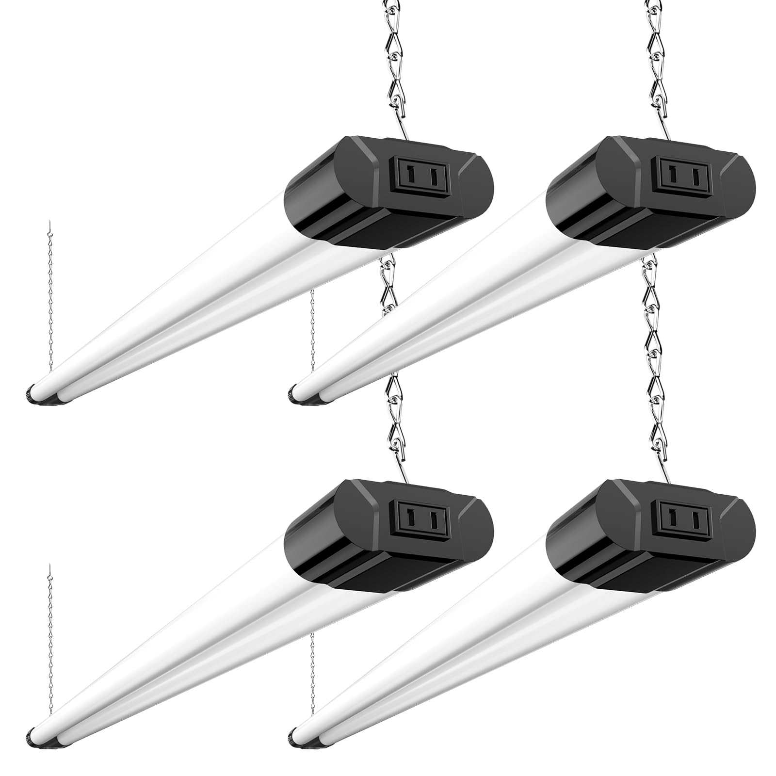 BBOUNDER 4 Pack Linkable LED Utility Shop Light, 4400 LM, Super Bright 6500K Cool Daylight, 4 FT Integrated Fixture for Garage, 
