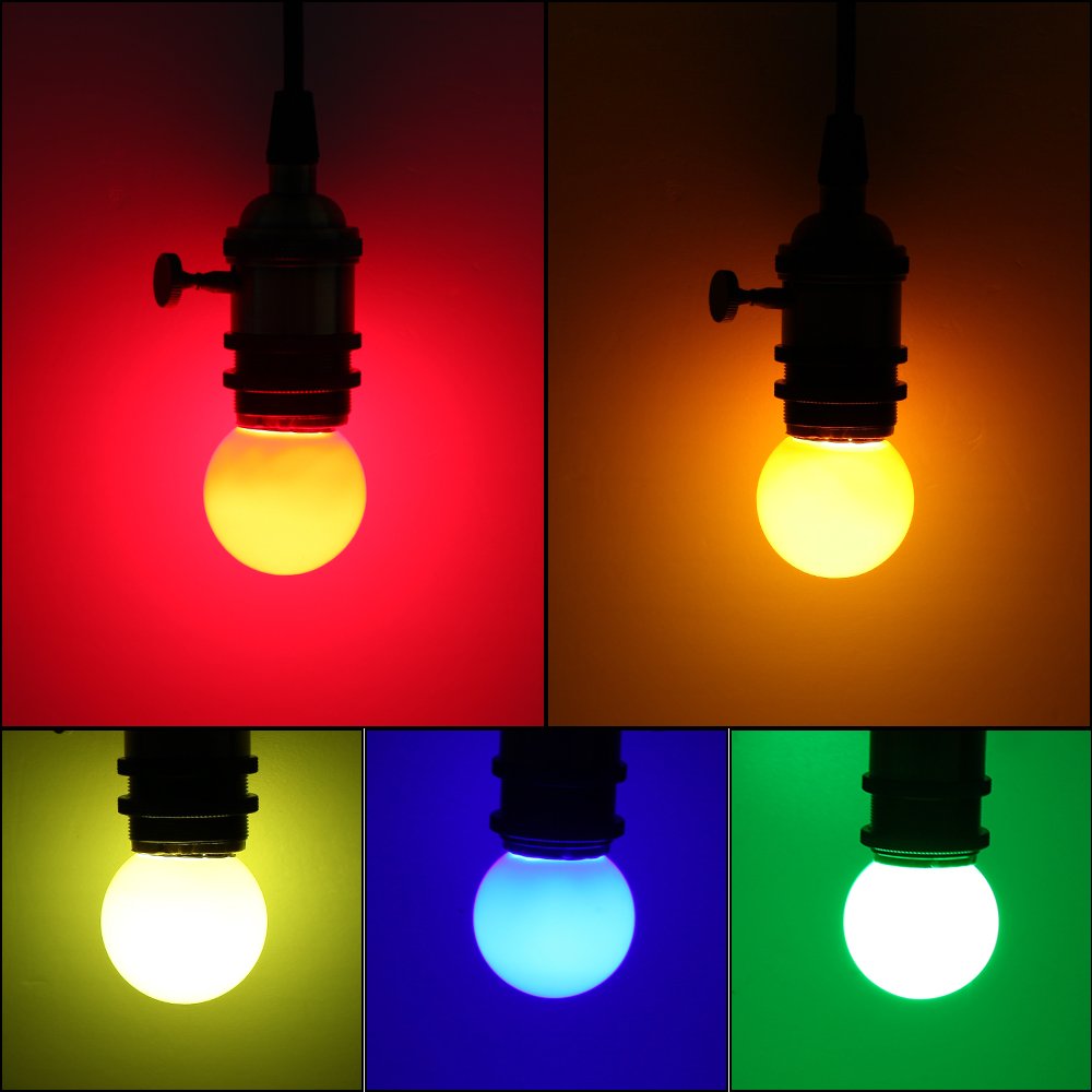 Night Blazers G45 Mini LED Multi-Colored Light Bulb, E27 Base, 1W, 10 Pack - Perfect for Bedroom, Wedding, Halloween, Christmas, Party Decor