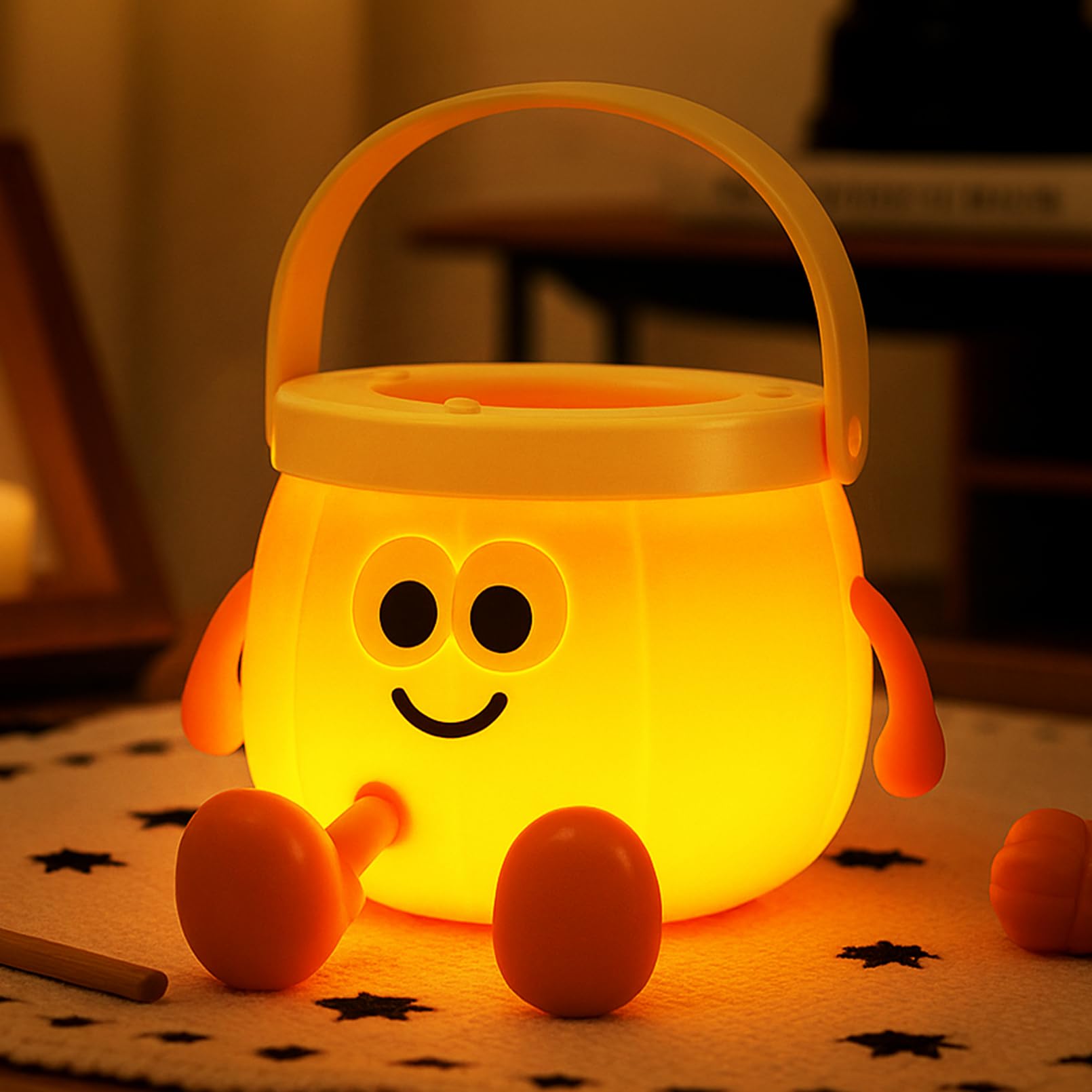 Tarinks Pumpkin Night Light for Kids  Rechargeable Bedside Lamp  Portable Handheld Lamps  Pumpkin Lantern Lamp for Office  Room Decor  Cute Sleep Nightlight  Funny Christmas Gifts for Baby Teen For Mature Users