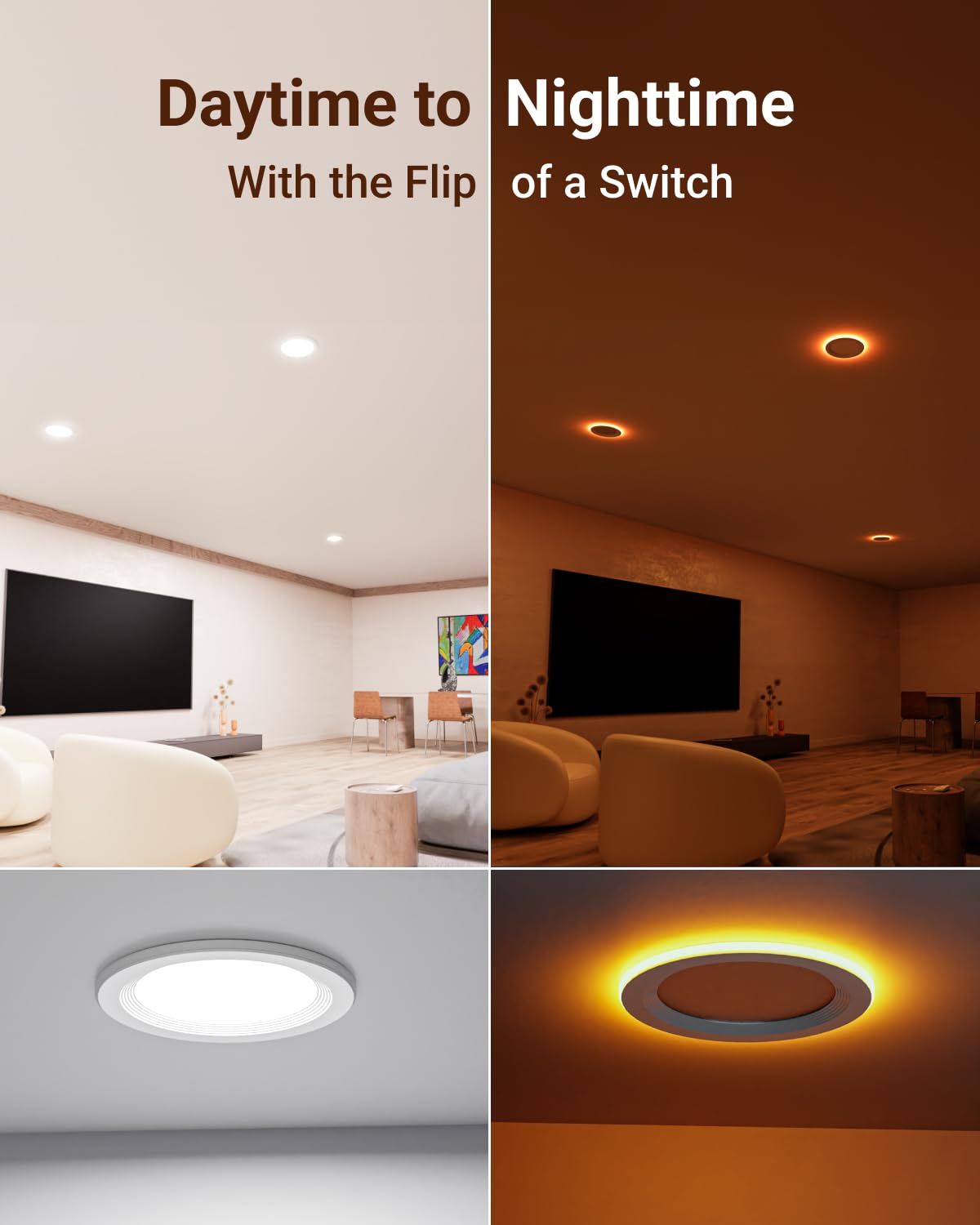 Sunco 12 Pack 6 Inch Led Recessed Light With Night Light, Flush Mount Ceiling Light, Baffle Trim Slim Can Lights, 1500 Lm, Selec