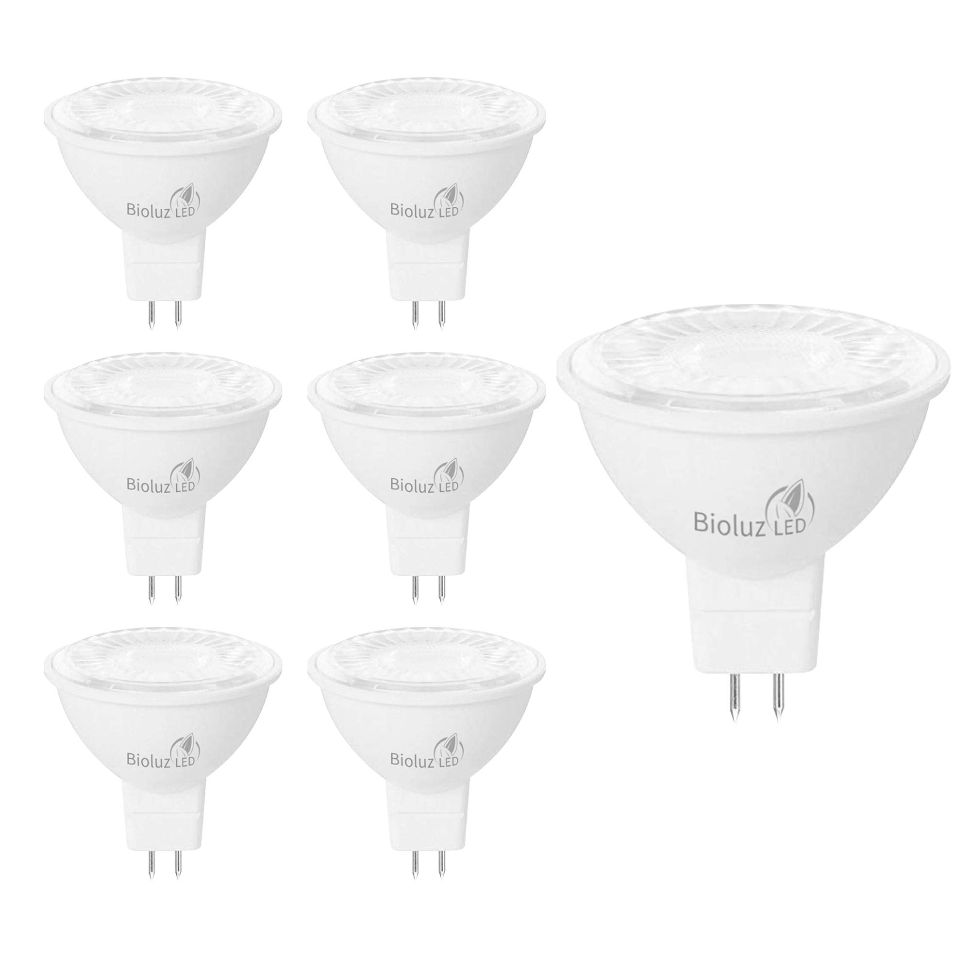 Bioluz LED MR16 7W 3000K Halogen Replacement Bulb, Non-Dimmable, 6 Count, UL Listed