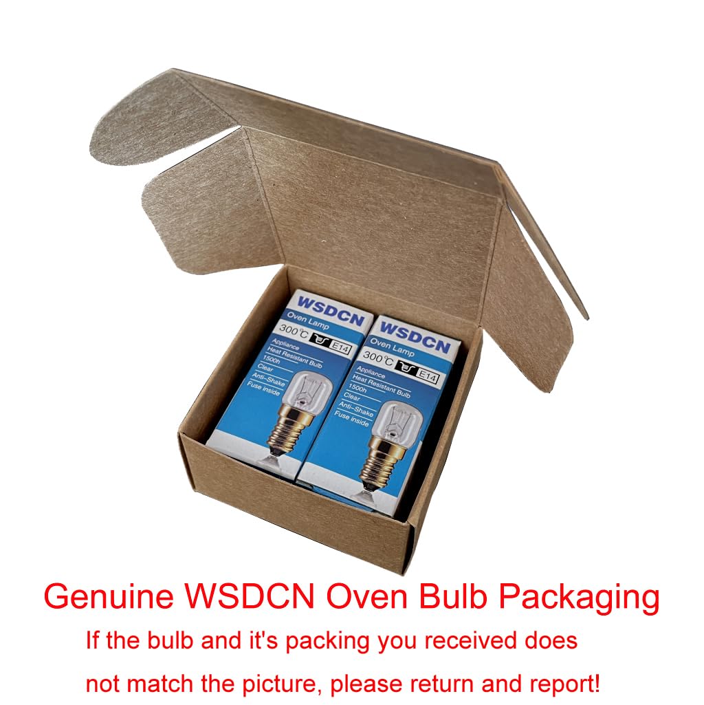 WSDCN E14 T25 Oven Light Bulbs, 25W, Heat Resistant, Glass, 2 Pack, Fulfilled by Amazon