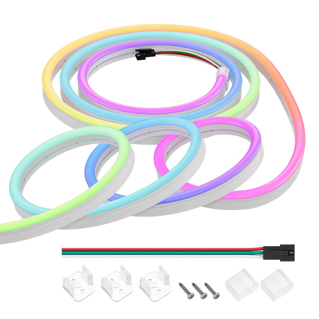 Btf-Lighting Ws2811 Ic Rgb Chasing Color Neon Light 9.8Ft Dc24V 54Ic 108Led/M T0817 Ip67 Waterproof Flexible Addressable Rope Led Strip For Wall Bedroom Indoor Diy Decor (No Adapter Or Controller)