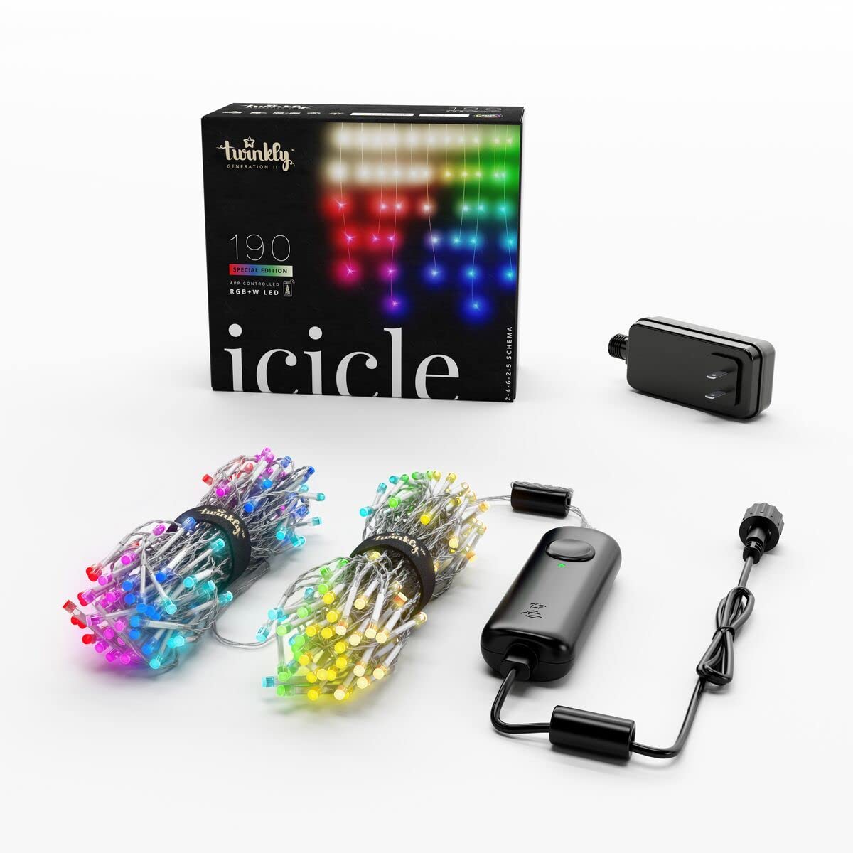 Twinkly Icicle - App-Controlled Led Christmas Lights With 190 Rgb+W (16 Million Colors + Pure Warm White) Leds. Clear Wire. Indo