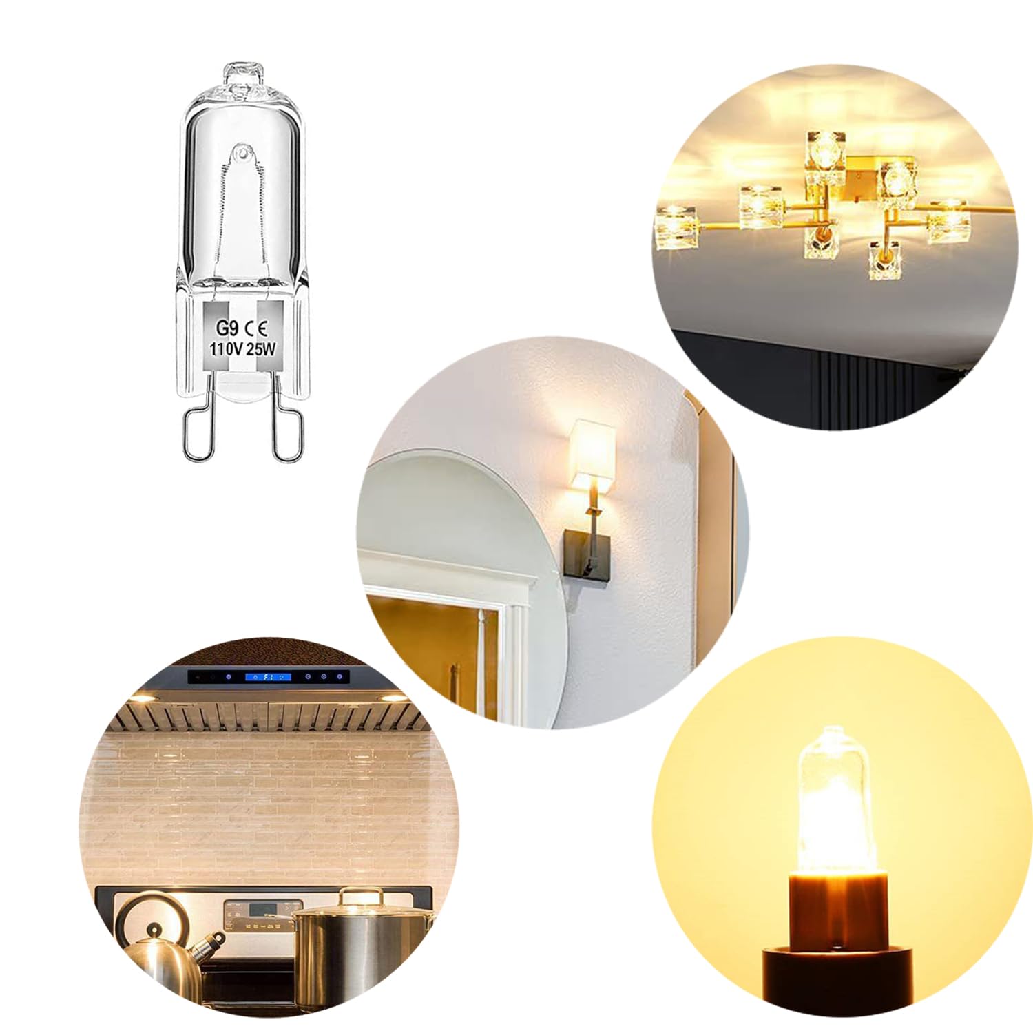 Taodan 6Pcs G9 Halogen Bulb 25W Jcd Halogen Home Bulb Dimmable Tungsten Small Bulb G9 Bi Pin Bulb T4 Bi Pin Type For Crystal Cha