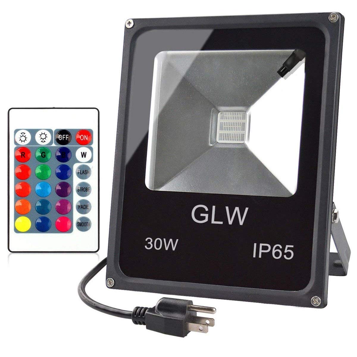 Glw 30W Rgb Led Flood Light - Waterproof Stage Lighting With Remote, 16 Colors, Dimmable, Model Fmw-R014Fl-30W, Ip65