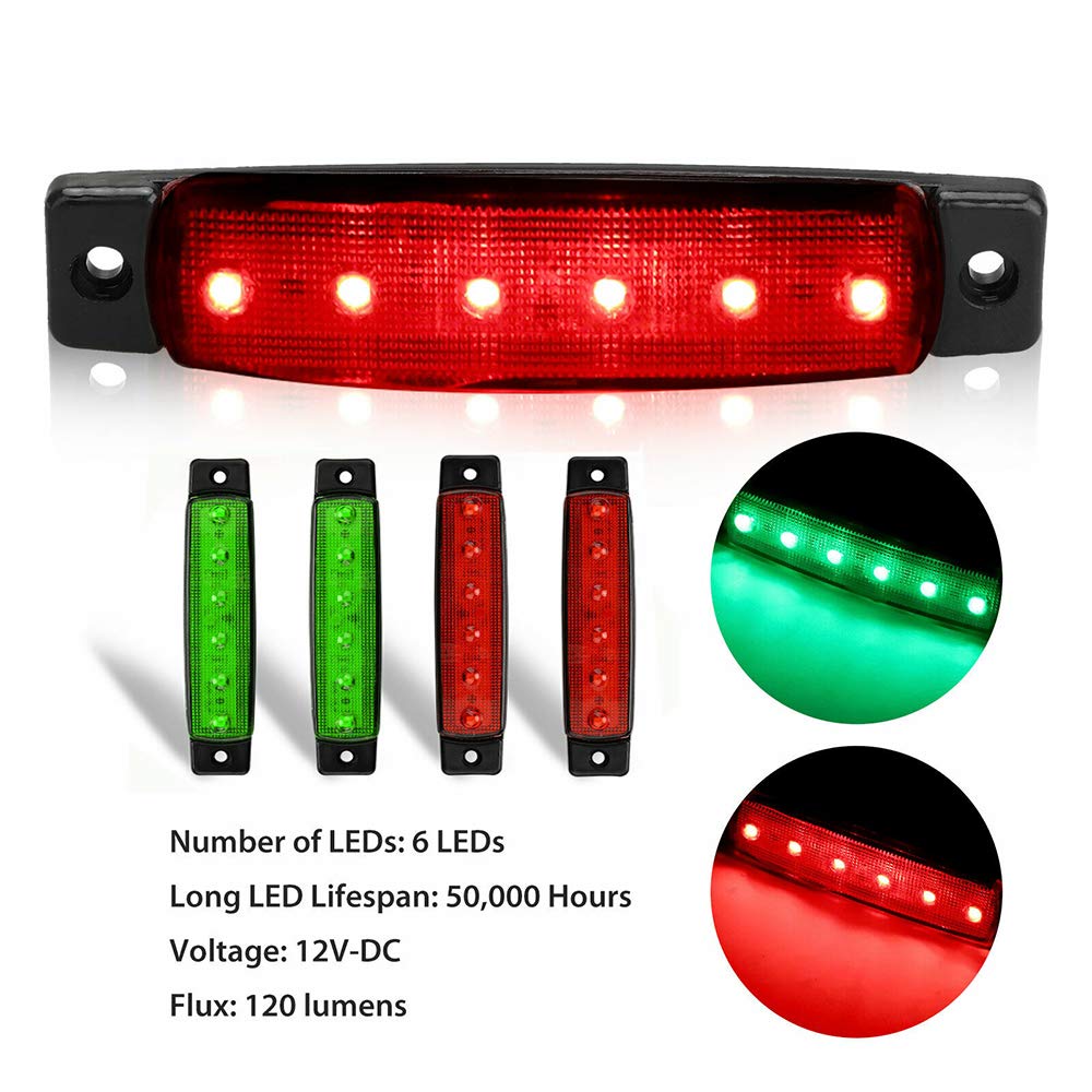 GSRECY LED Boat Navigation Lights, Stern & Bow Lights, 12V, Pack of 4, Red & Green