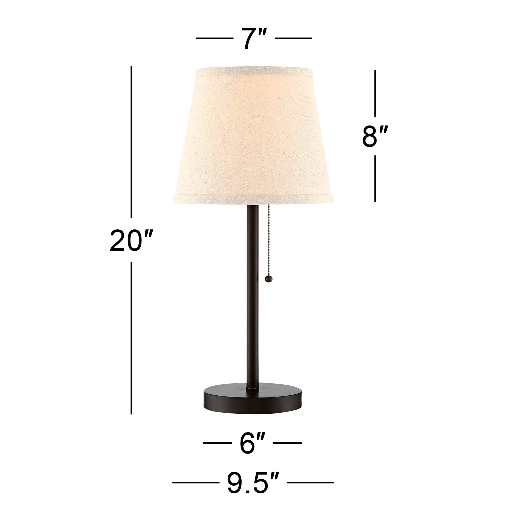 360 Lighting Flesner Modern Desk Table Lamp With Hotel Style Usb And Ac Power Outlet In Base 20'' High Bronze Metal Oatmeal Drum