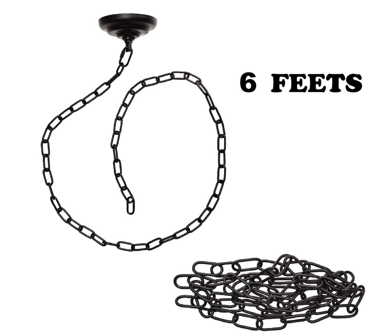 S SANGLE SOPFFY Canopy Kit and Pendant Light Fixture, Heavy Duty Iron, 6ft, 60lbs Max Weight, Simple Black, Model canopy kit-001