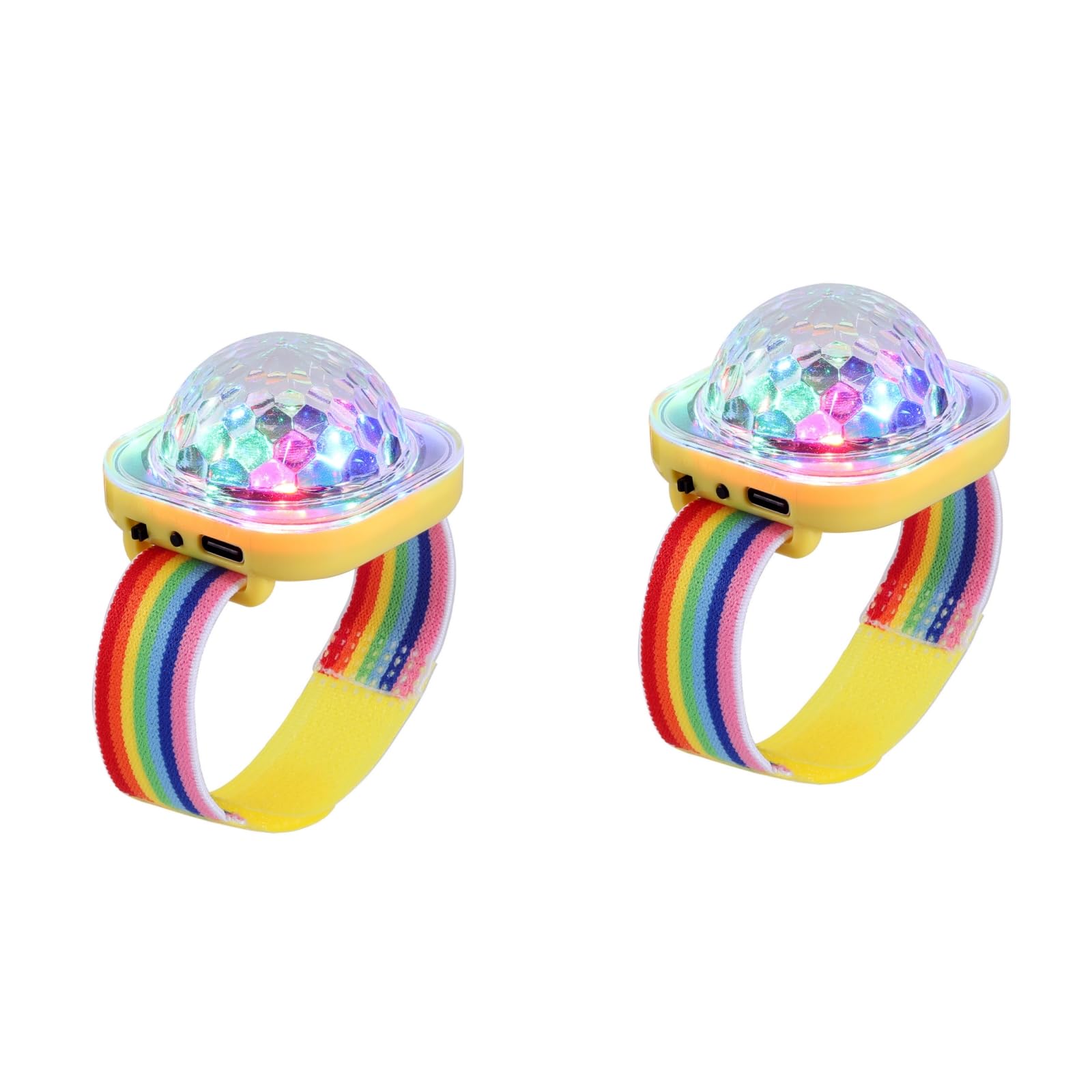 Lancoon 2 Pack Disco Ball Light, Wearable Mini Portable LED Lamp Night Strobe Watch Bracelet USB Charging Voice Controlled with 