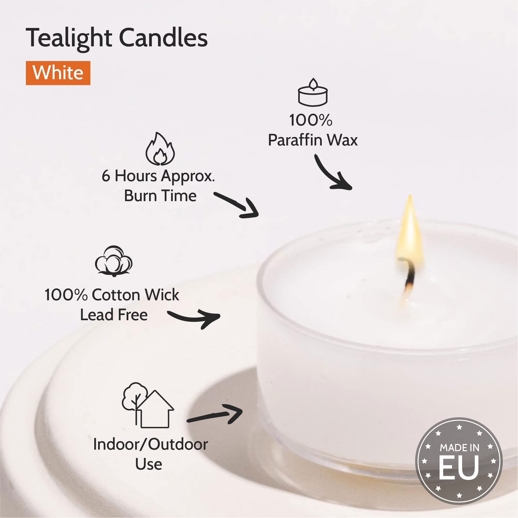Hyoola Scented Tealight Candles - 15 Pack - Clear Cup - White - 6 Hour Burn Time - 1.9 Inch - Model H10206