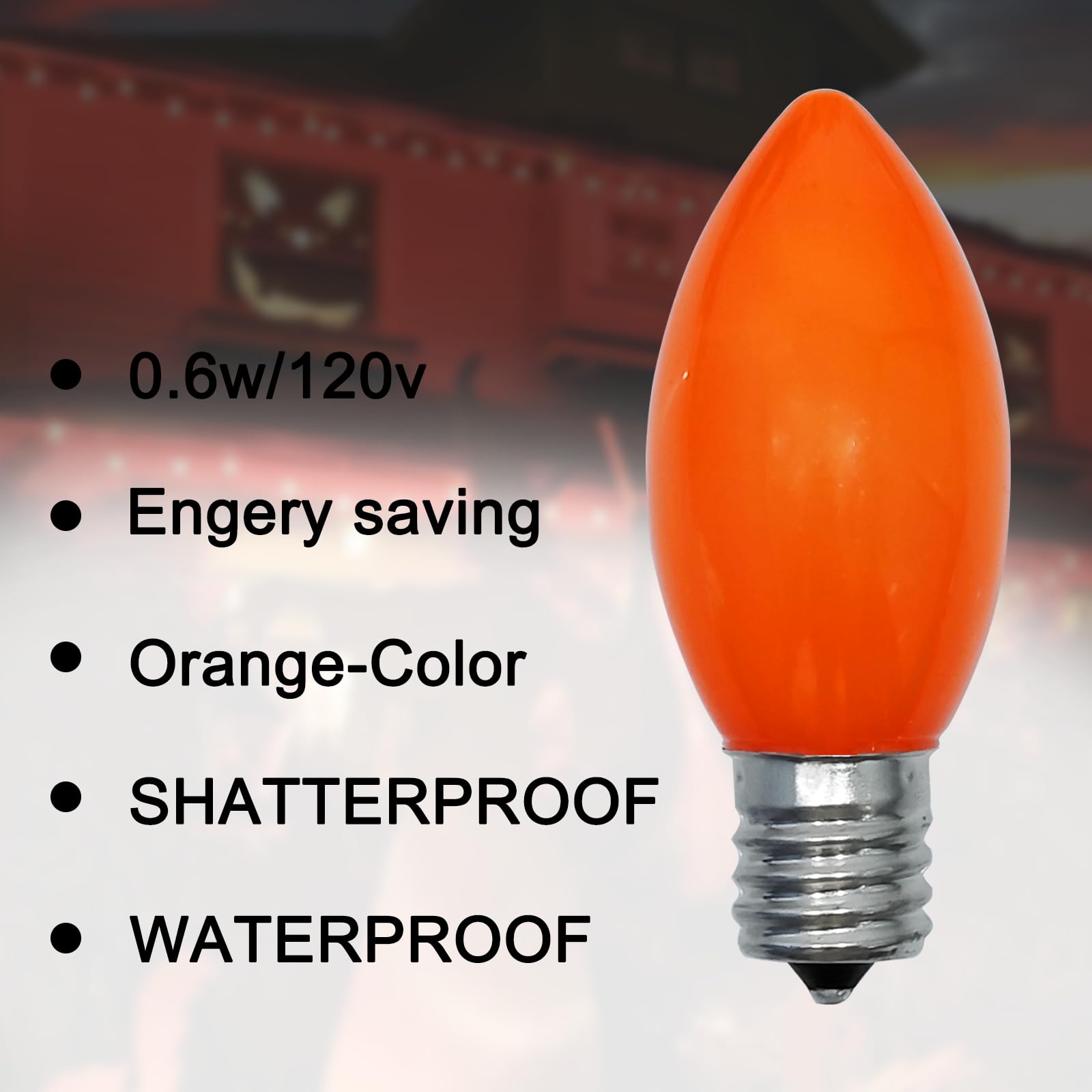 Pallerina 25 Pack C9 LED Outdoor Light Bulbs, 0.6W Shatterproof Plastic, Warm Orange for Christmas, Chandeliers, Night Lights