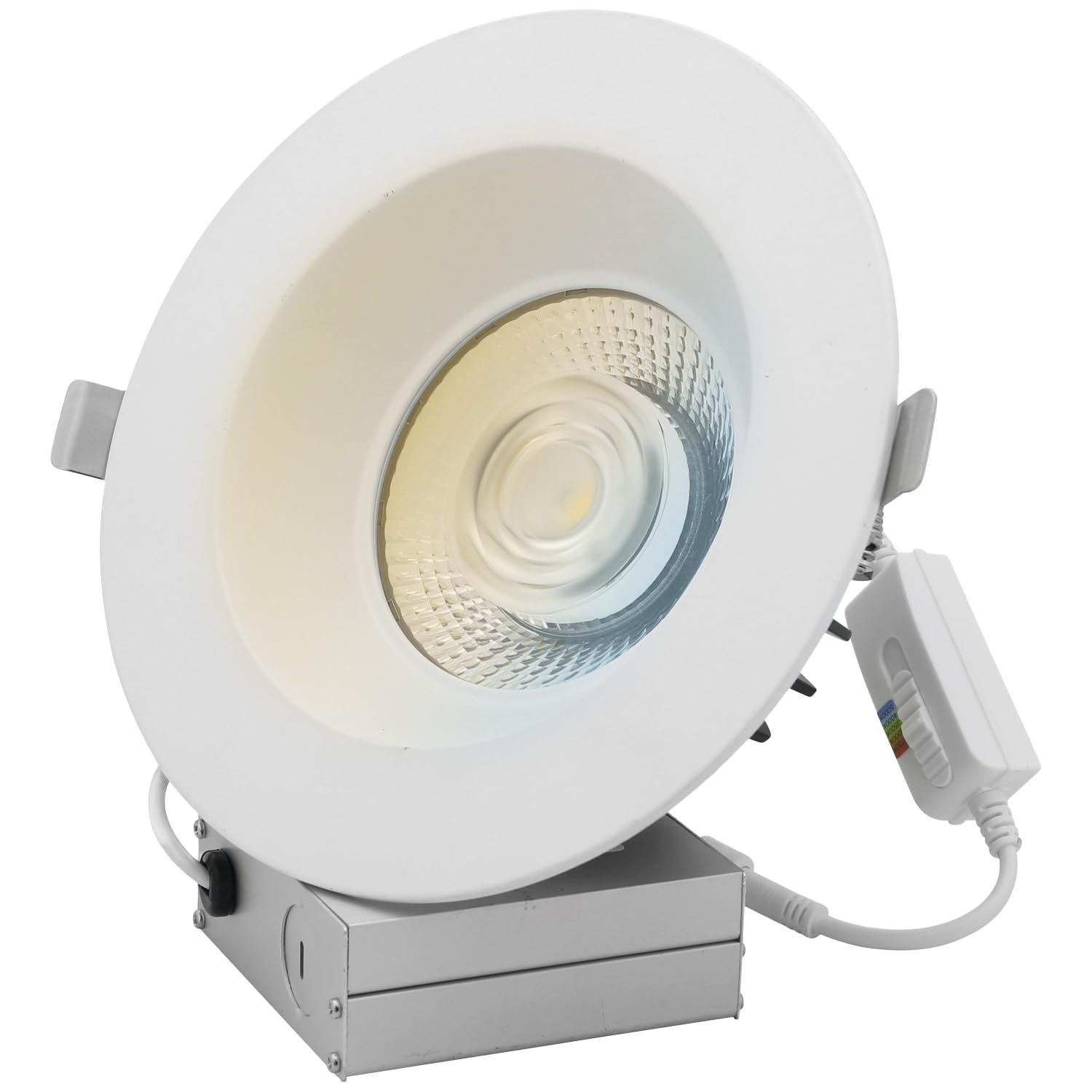 Sunlite 6-Inch LED Round Regressed Downlight Fixture, 24 Watts, 1735 Lumens, Canless, Color Selectable 27K/30K/35K/40K/50K, 90 C